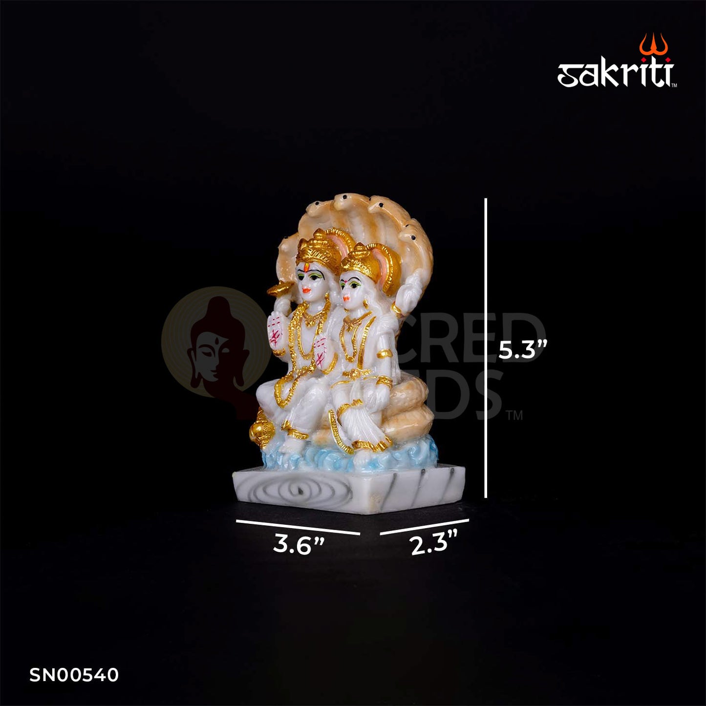 Vishnu Lakshmi Idol in Marble Dust – 5.3 Inch Height | Lord Vishnu & Goddess Lakshmi Statue for Pooja & Wealth