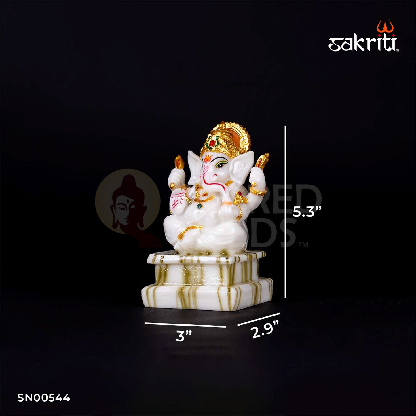 Ganesha Idol in Marble Dust – 5.3 Inch Height | Auspicious Ganpati Statue for Pooja Room, Office & Gifting
