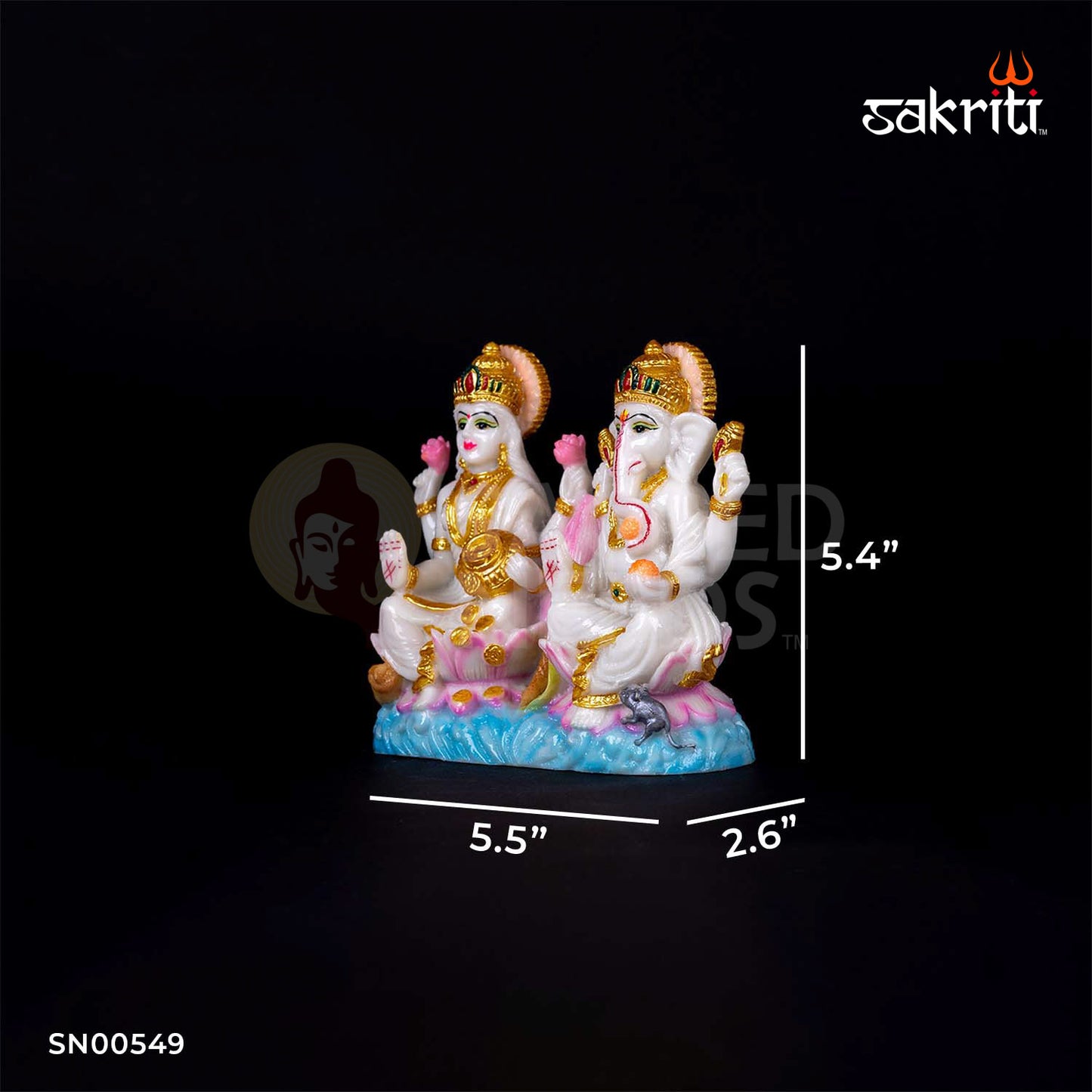 Lotus Lakshmi Ganesha Idol in Marble Dust – 5.4 Inch Height | Divine Wealth & Wisdom Pair for Diwali & Gifting
