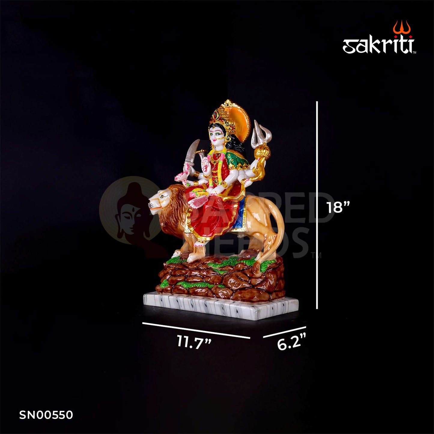 Durga Idol in Marble Dust – 18 Inch Height | Large Maa Durga Statue for Temple, Navratri Worship & Decor