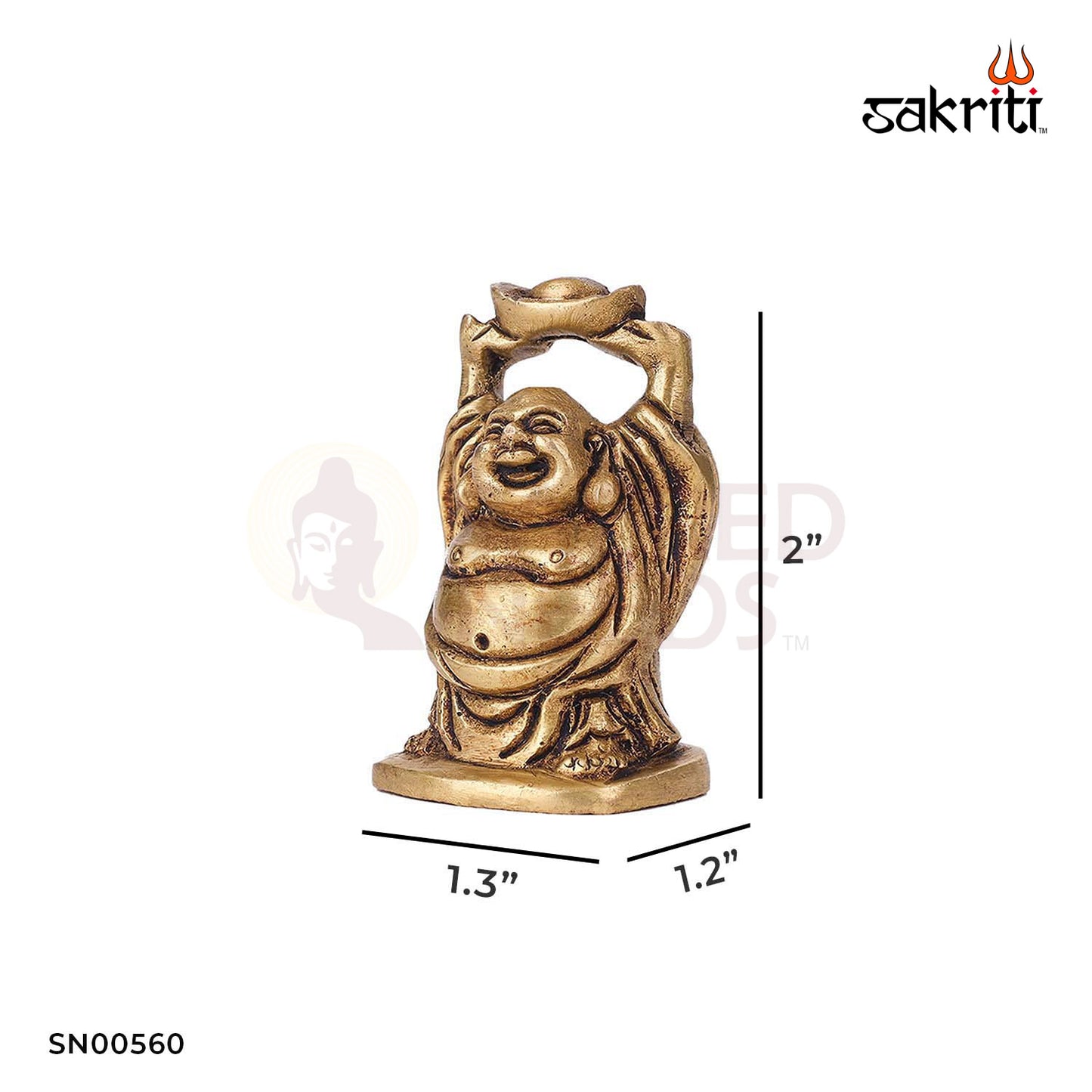 Brass Happy Man with Boat – 2 Inch Height | Miniature Laughing Buddha Figurine for Travel, Luck & Office Desk Decor