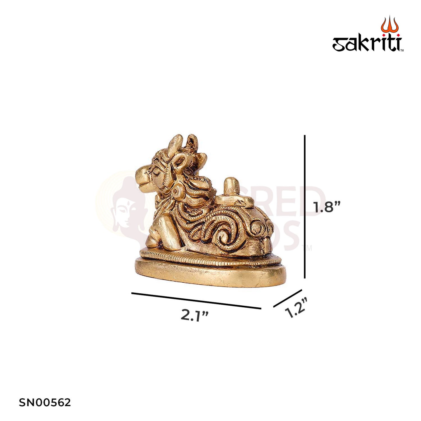 Brass Nandhi – 1.8 Inch Height | Sacred Bull Figurine for Shiva Pooja, Home Temple & Spiritual Decor