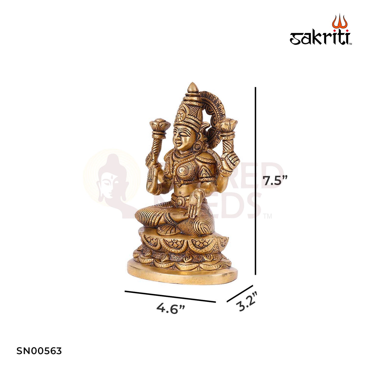 Brass Lakshmi – 7.5 Inch Height | Goddess of Wealth Idol for Pooja Mandir, Diwali Decoration & Prosperity Blessings