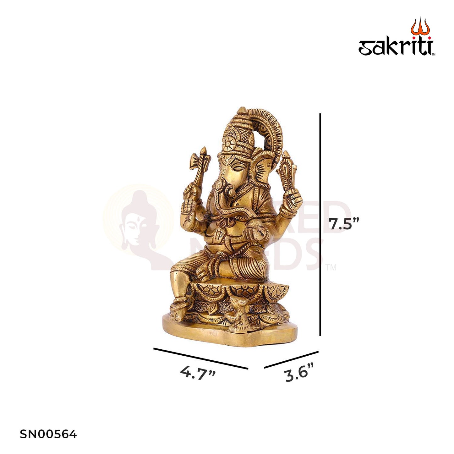 Brass Ganesha – 7.5 Inch Height | Vighnaharta Murti for Home, Ganesh Chaturthi, and Meditation Space