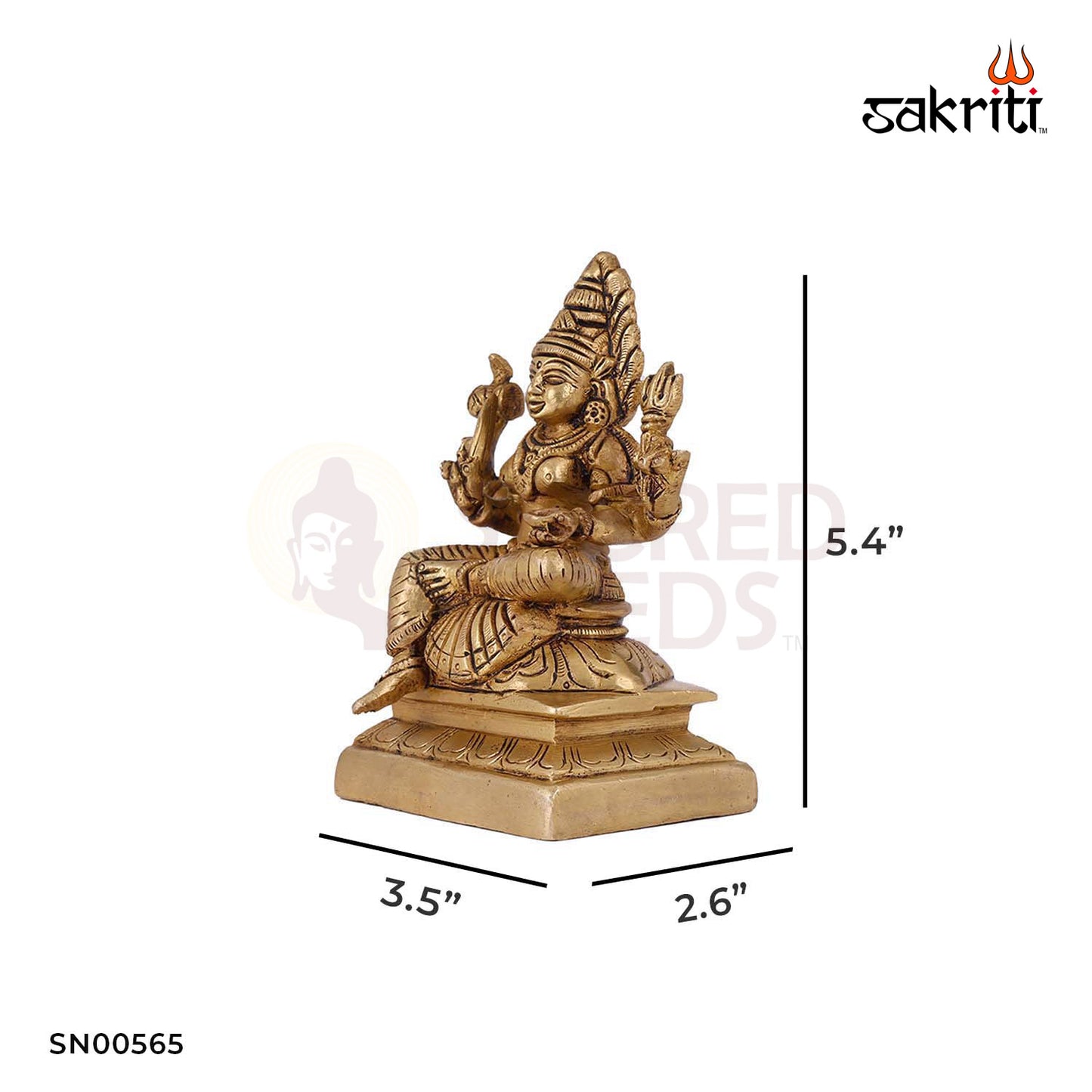 Brass Mari Amman – 5.4 Inch Height | South Indian Goddess Idol for Health, Devotion & Festival Pooja