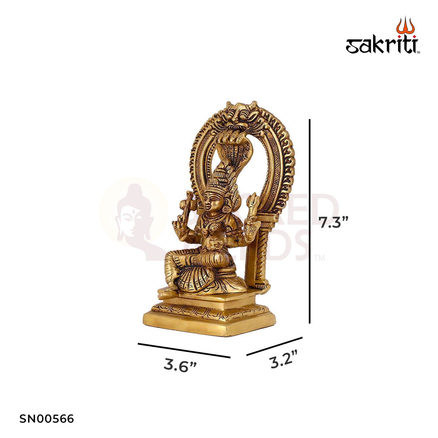 Brass Karumari Amman with Arch – 7.3 Inch Height | Brass Devi Idol with Arch for Temple Worship & Rituals