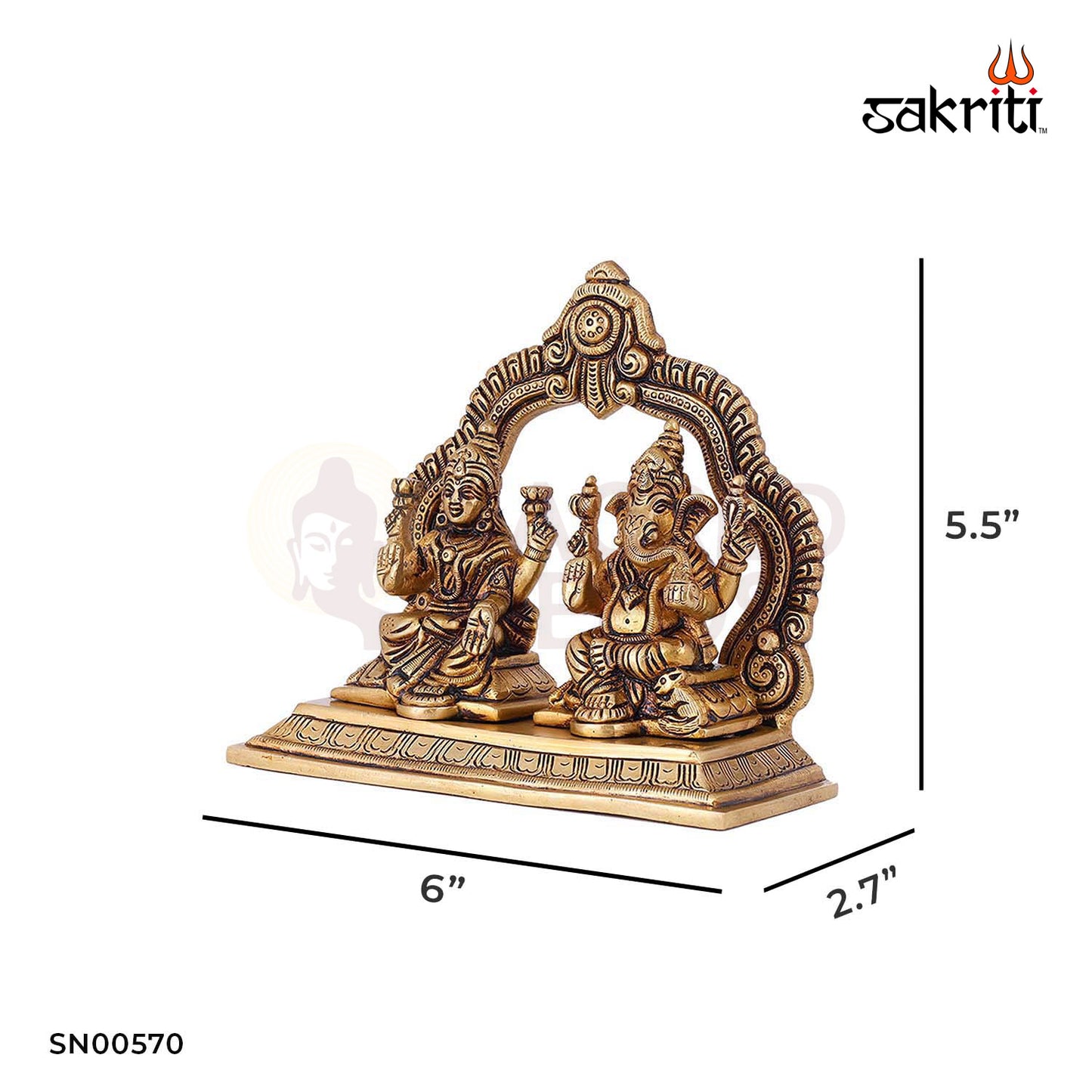 Brass Lakshmi Ganesha with Arch – 5.5 Inch Height | Auspicious Laxmi Ganesh Idol for Home Temple, Diwali & Gifting