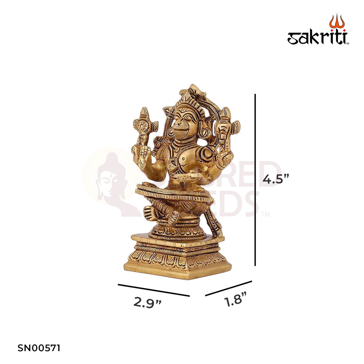 Yoganjaneya / Hanuman – 4.5 Inch Height | Yoga Hanuman Idol for Strength, Devotion & Home Pooja Room
