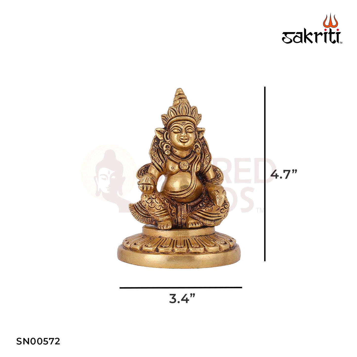 Brass Kuberan – 4.7 Inch Height | Lord Kubera Idol for Wealth, Financial Growth & Safe-Keeping Blessings