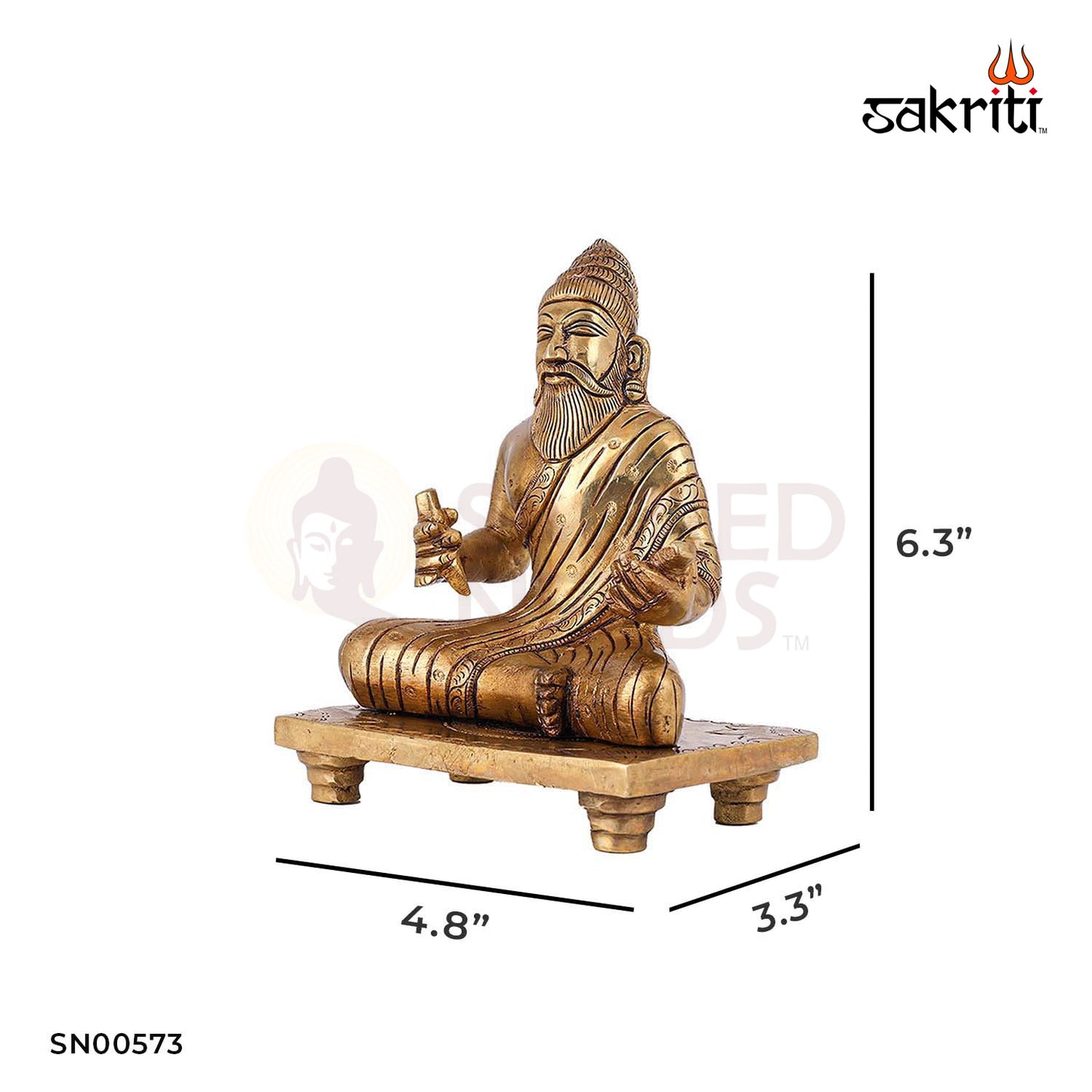 Brass Thiruvalluvar – 6.3 Inch Height | Tamil Poet Philosopher Idol for Study, Desk & Cultural Decor