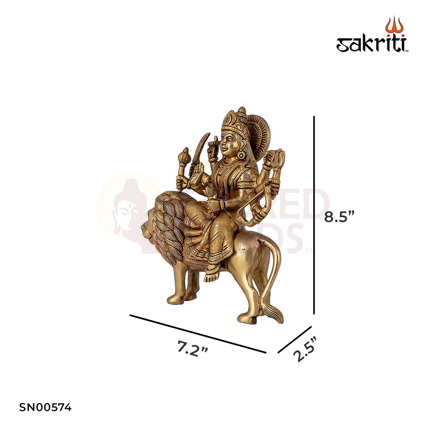 Brass Durga – 8.5 Inch Height | Mahishasura Mardini Idol for Navratri, Protection & Strength Worship