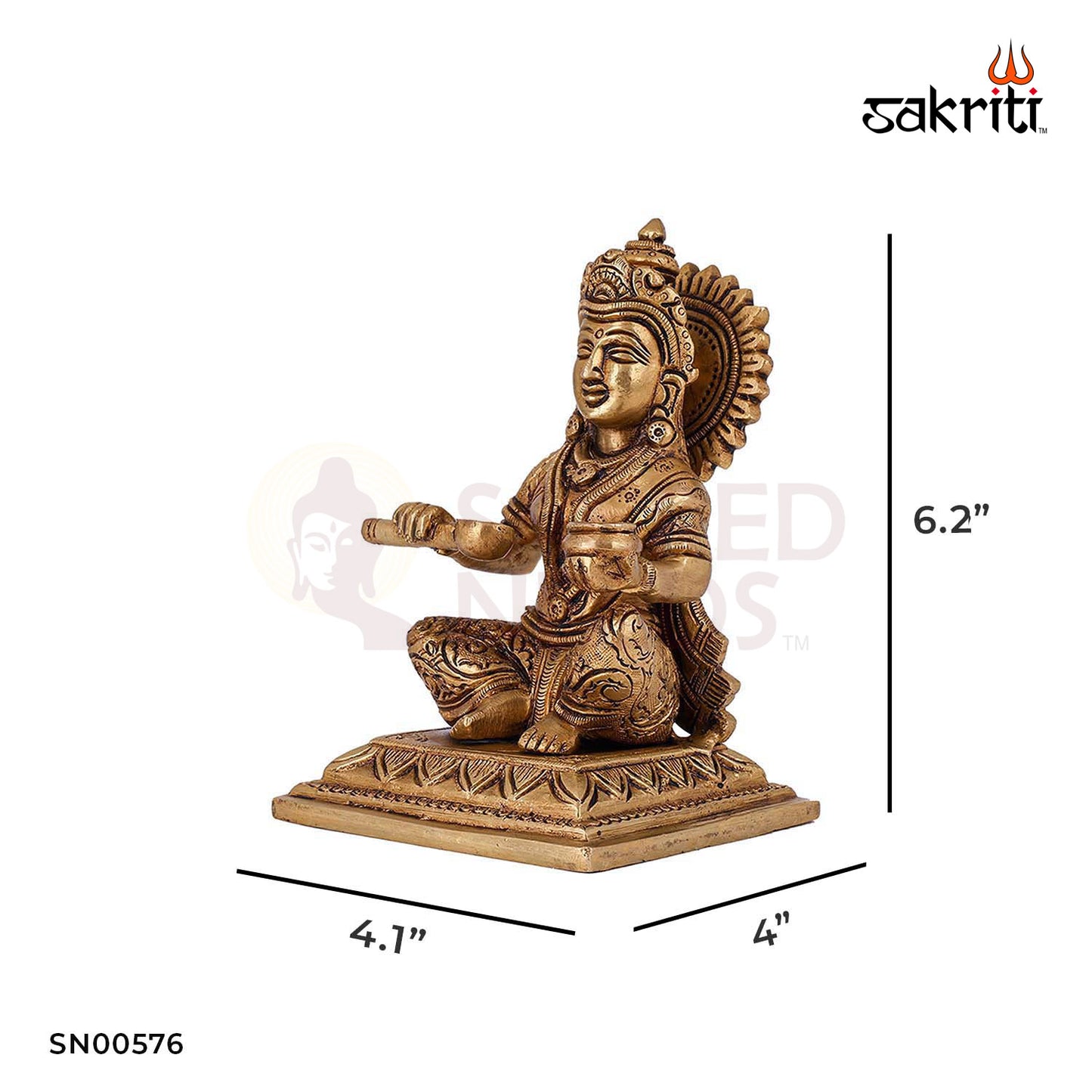 Brass Annapoorani – 6.2 Inch Height | Hindu Goddess of Nourishment Idol for Kitchen Temple & Rituals