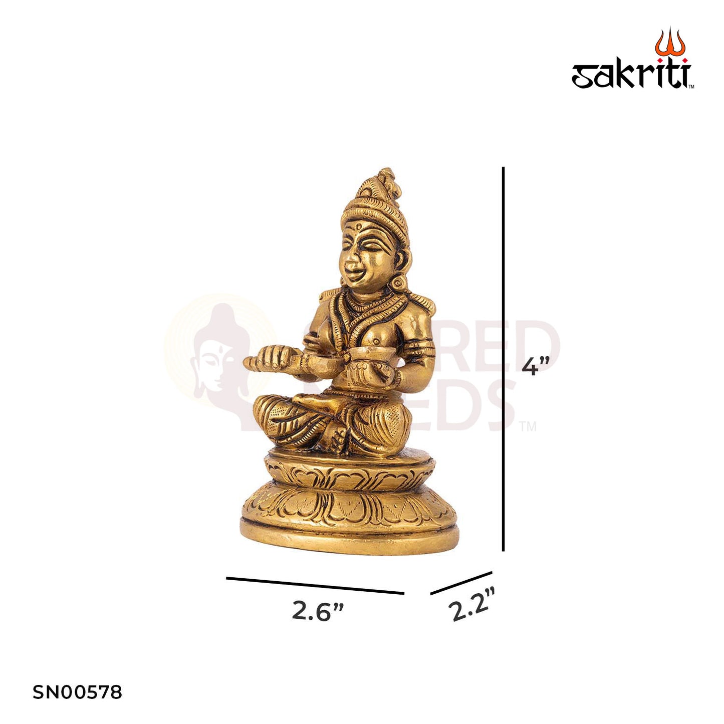 Brass Annapoorani – 4 Inch Height | Miniature Lakshmi Avatar Idol for Kitchen, Pooja Room & Gifting