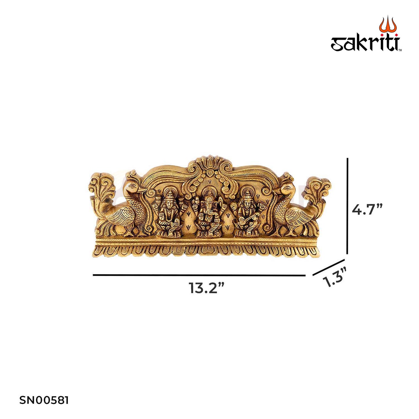 Brass LGS Plate Mounted – 13.2 Inch Length | Lakshmi Ganesh Saraswati Idol on Plate for Pooja, Diwali & Gifting