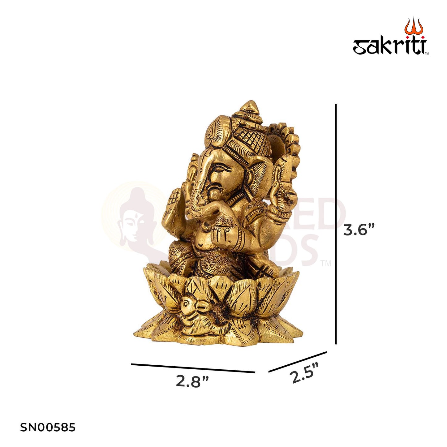 Brass Lotus Ganesha – 3.6 Inch Height | Vinayaka Idol Seated on Lotus for Good Luck, Home Mandir & Gifting