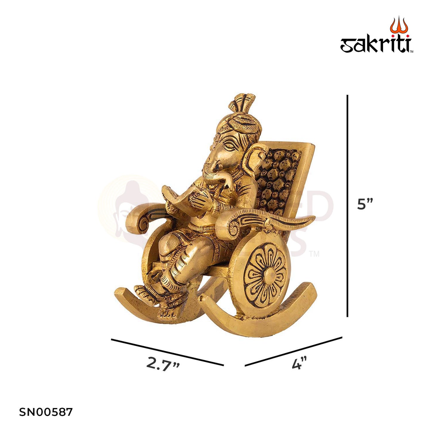 Brass Chair Ganesha – 5 Inch Height | Ganapati Idol Sitting on Throne for Blessings, Wisdom & Temple Pooja