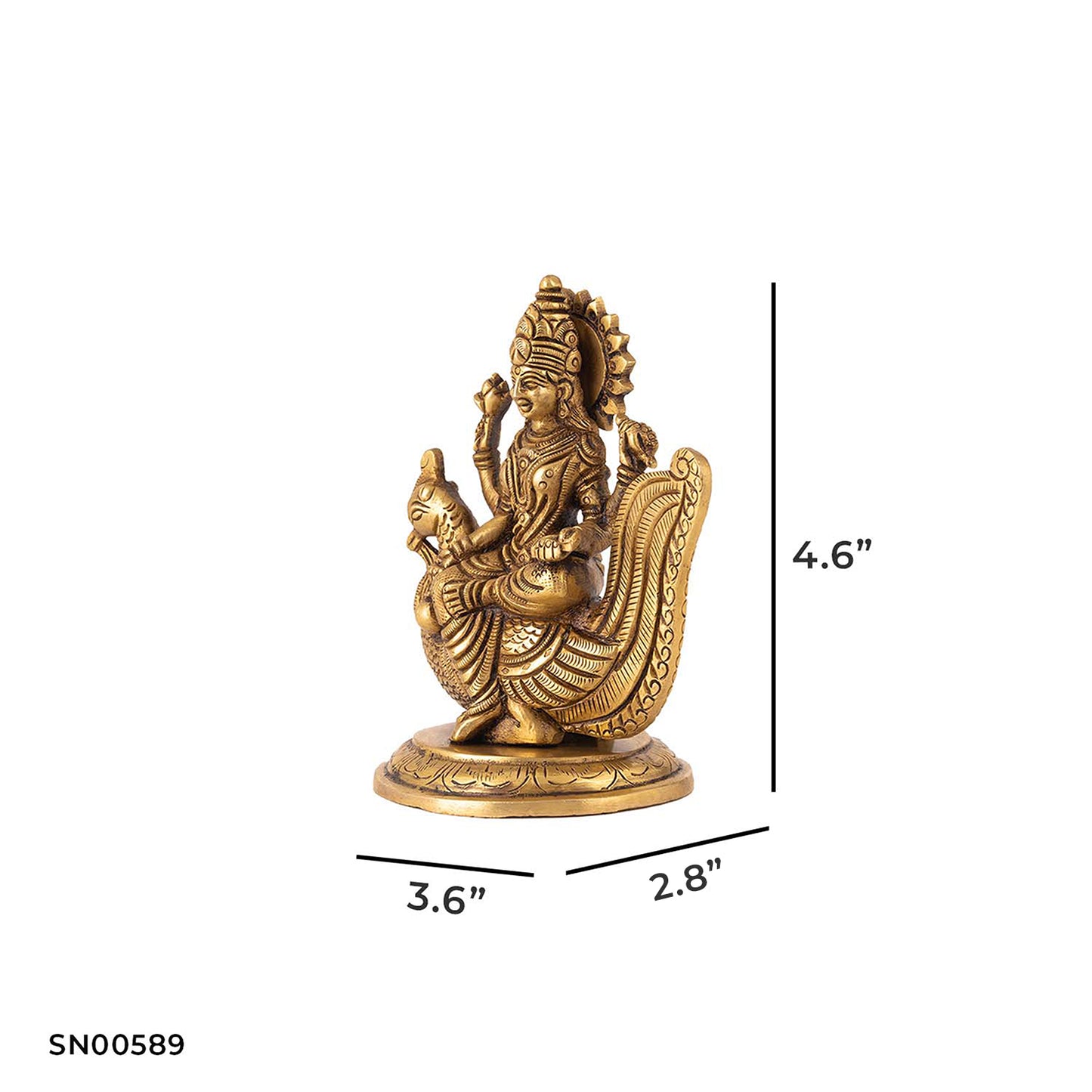Brass Gayatri – 4.6 Inch Height | Goddess Gayatri Devi Idol for Wisdom, Chanting Spaces & Vedic Worship