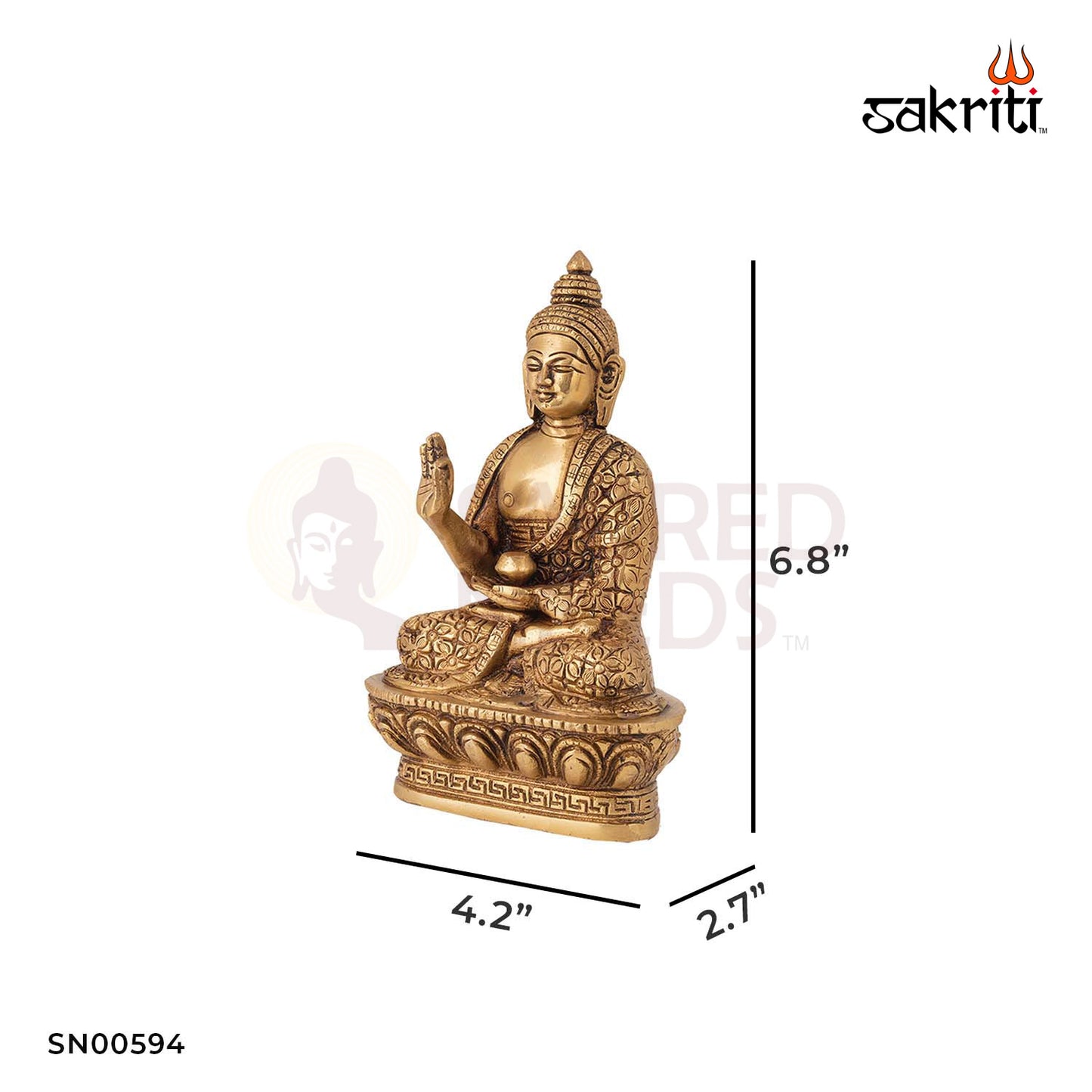 Brass Buddha – 6.8 Inch Height | Spiritual Buddha Idol for Mindfulness, Yoga Room & Calm Interiors