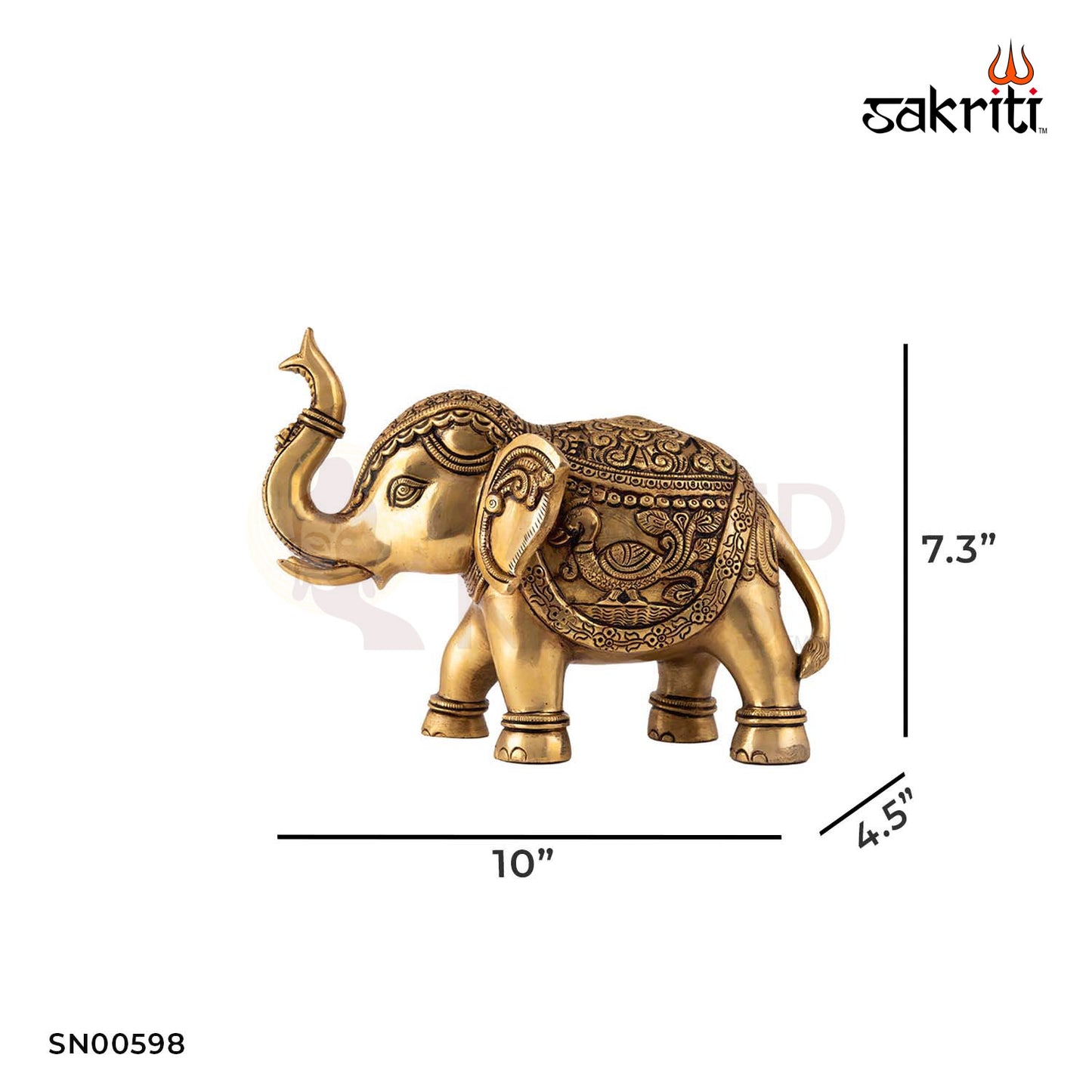 Brass Elephant – 7.3 Inch Height | Decorative Brass Elephant Statue for Vastu, Wealth & Luck Decor