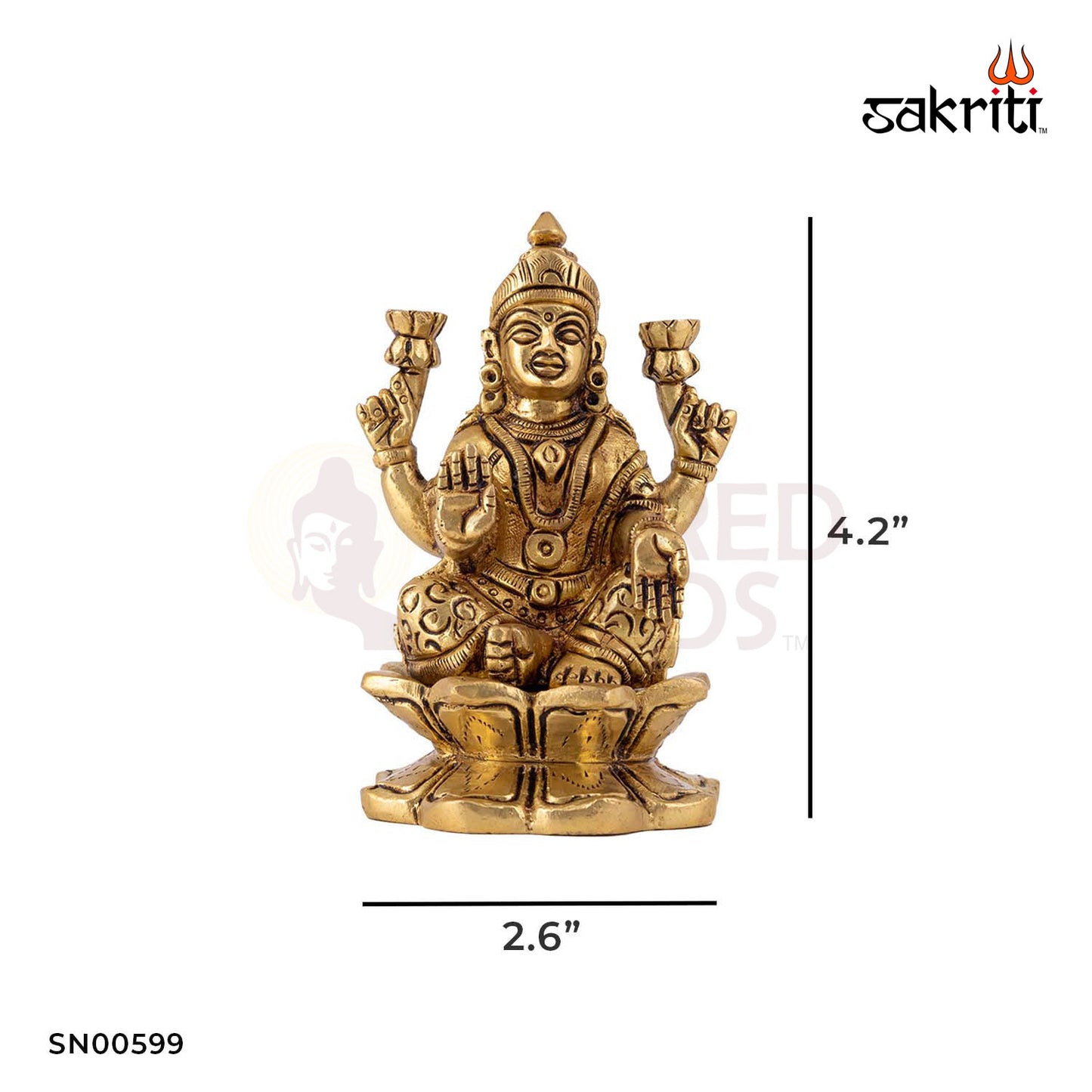 Brass Lotus Lakshmi – 4.2 Inch Height | Miniature Laxmi Idol on Lotus for Prosperity, Mandir & Gifting