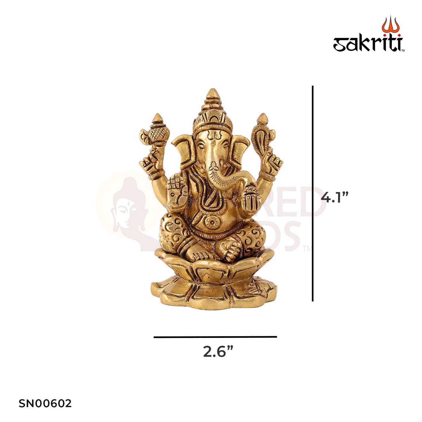 Brass Lotus Ganesha – 4.1 Inch Height | Auspicious Ganpati Idol Seated on Lotus for Worship & Gifts