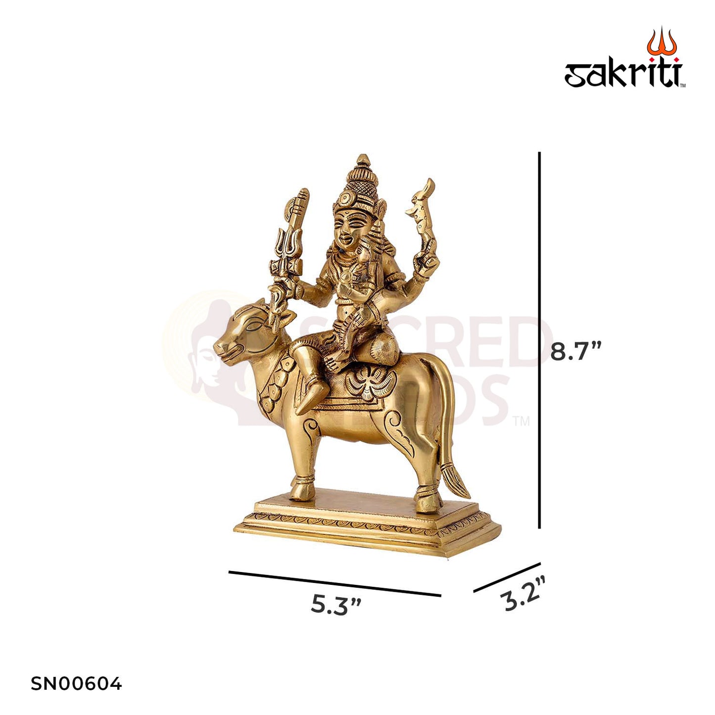 Brass Pradosham – 8.7 Inch Height | Lord Shiva Idol in Pradosha Form for Abhishekam, Worship & Devotion