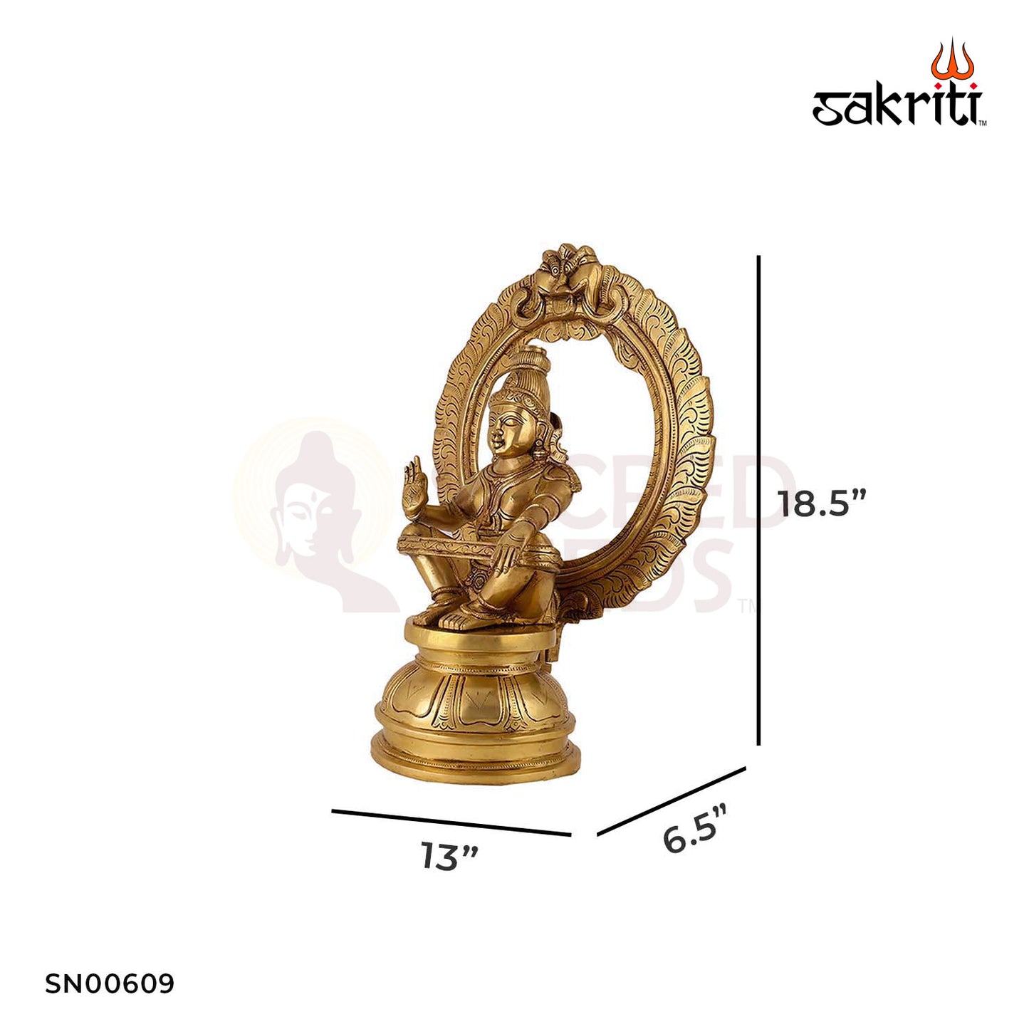 Brass Ayyapa – 18.5 Inch Height | Lord Ayyappan Idol for Sabarimala Worship, Pooja Room & Festivals