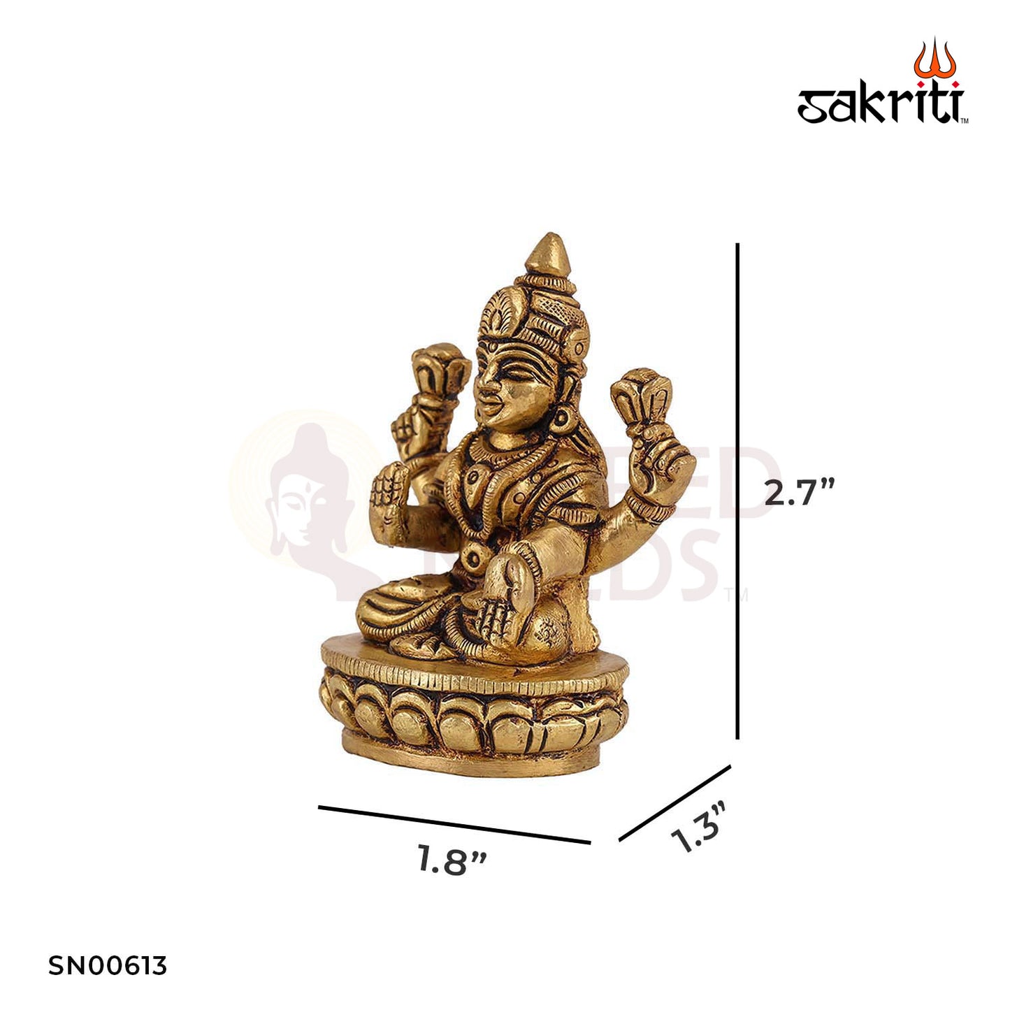 Brass Lakshmi – 2.7 Inch Height | Miniature Goddess Laxmi Idol for Wallet, Locker & Daily Worship