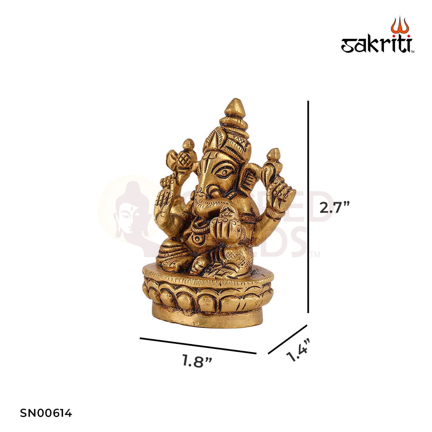 Brass Ganesha – 2.7 Inch Height | Small Ganapati Idol for Car Dashboard, Travel Altar & Gift Use