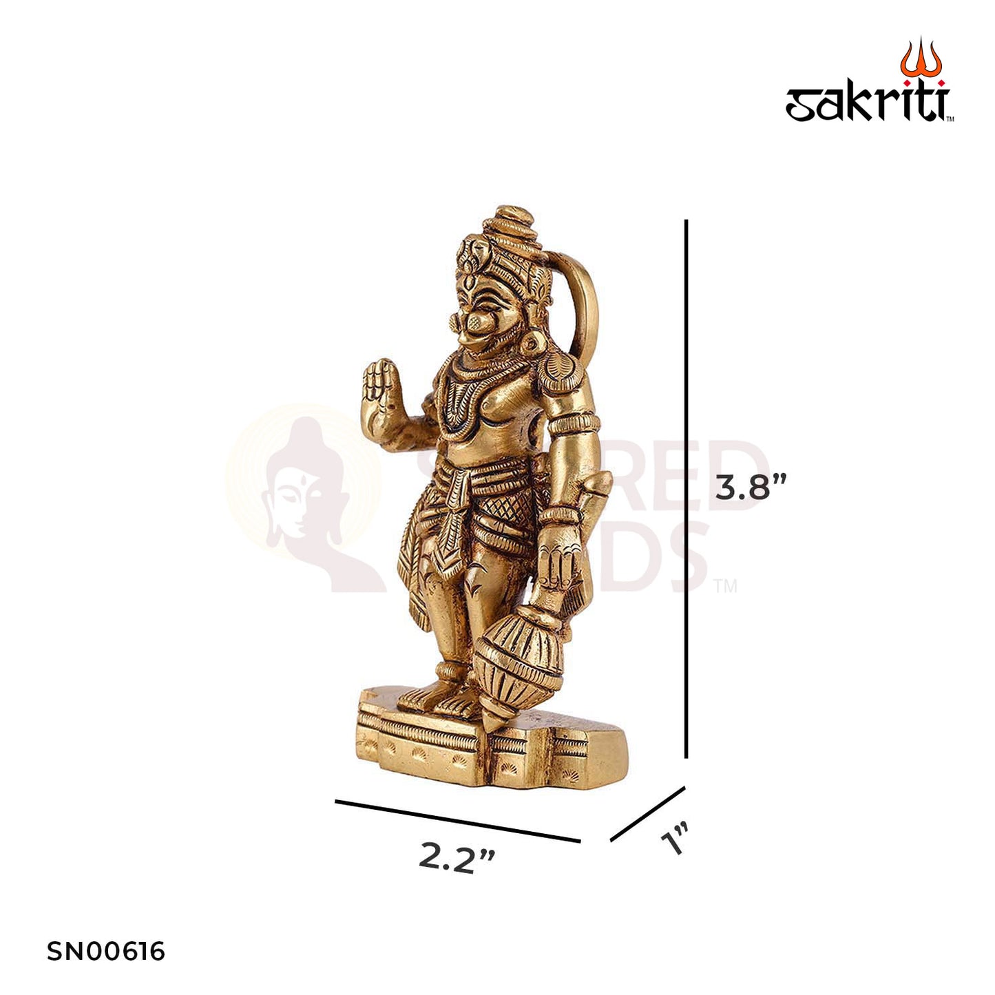 Brass Standing Hanuman – 3.8 Inch Height | Devotional Hanuman Idol for Courage, Worship & Protection
