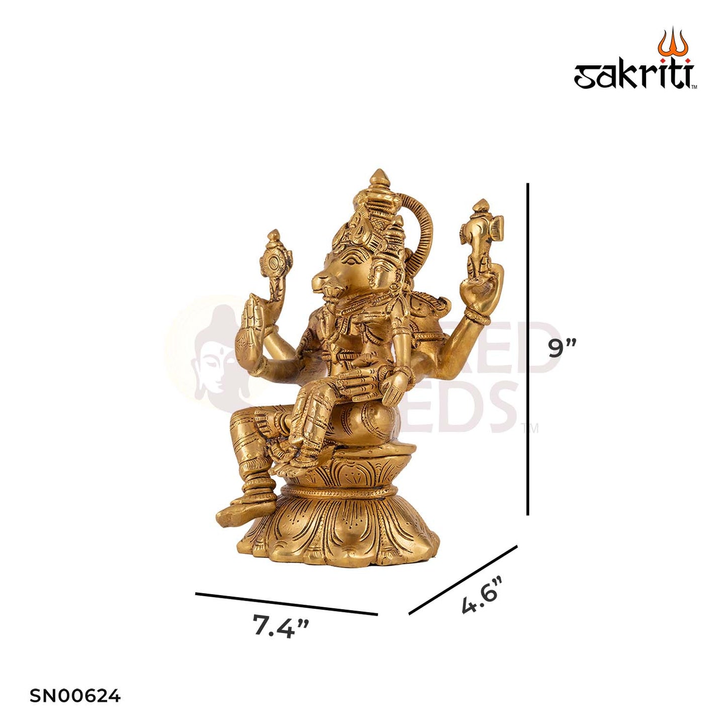 Brass Lakshmi Hayagreeva – 9 Inch Height | Rare Hayagriva with Laxmi Idol for Knowledge & Abundance Worship