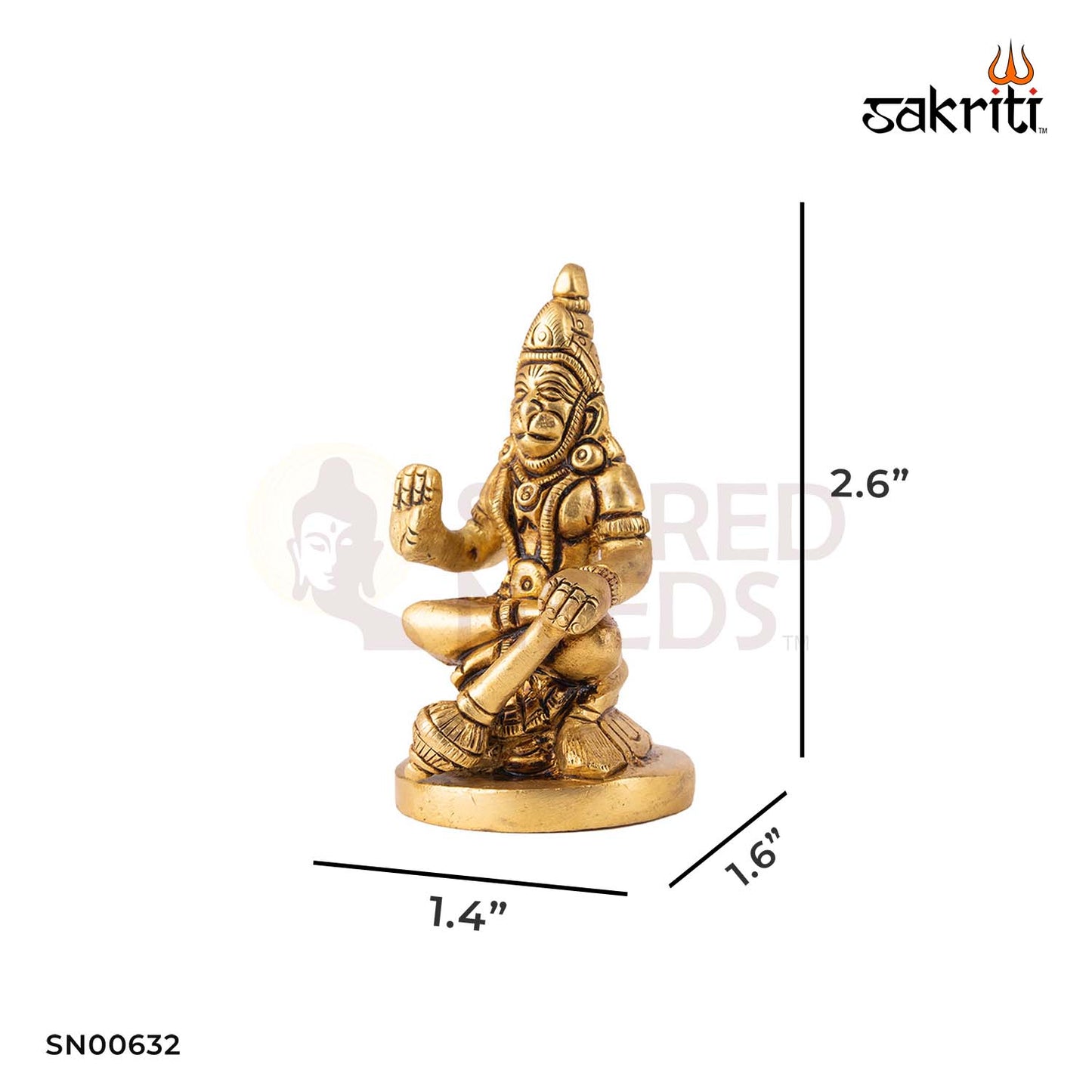 Brass Hanuman – 2.6 Inch Height | Miniature Bajrangbali Idol for Strength, Travel Pooja & Daily Worship