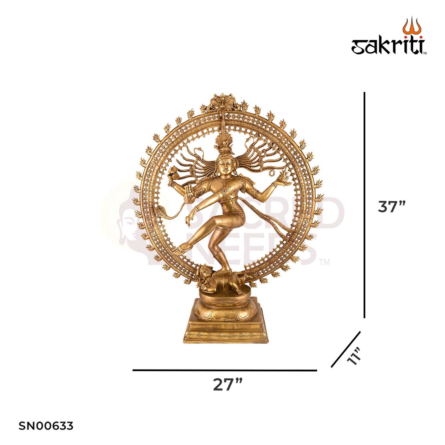 Brass Natarajar – 37 Inch Height | Majestic Lord Shiva Dancing Statue for Cultural Spaces & Grand Temple Decor