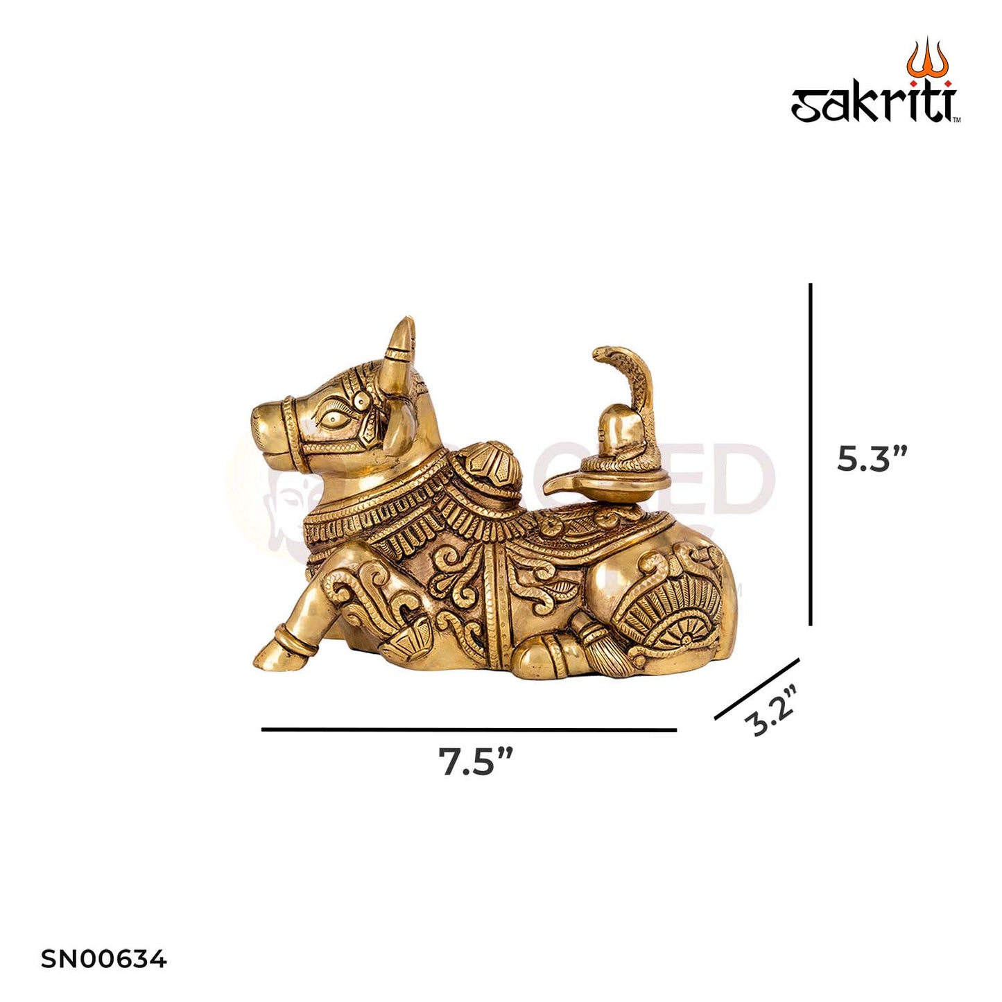 Brass Nandhi Shiva Lingam – 5.3 Inch Height | Sacred Bull with Lingam for Shiva Worship & Ritual Spaces