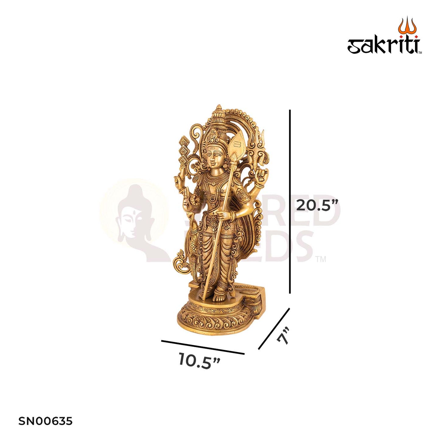 Brass Murugan – 20.5 Inch Height | Lord Kartikeya Idol for Skanda Shashti, Devotion & South Indian Pooja