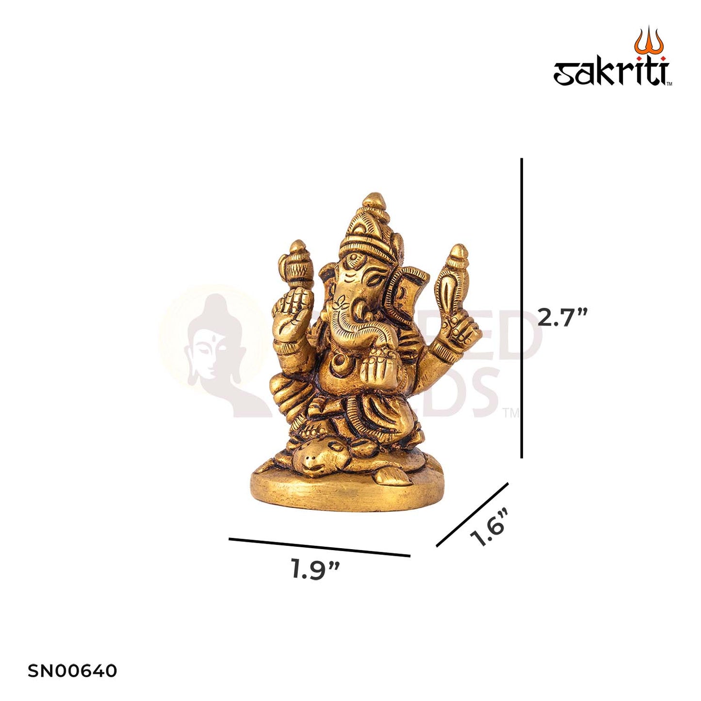 Brass Ganesha – 2.7 Inch Height | Mini Ganapati Idol for Vastu, Gift Use & Pocket Mandir