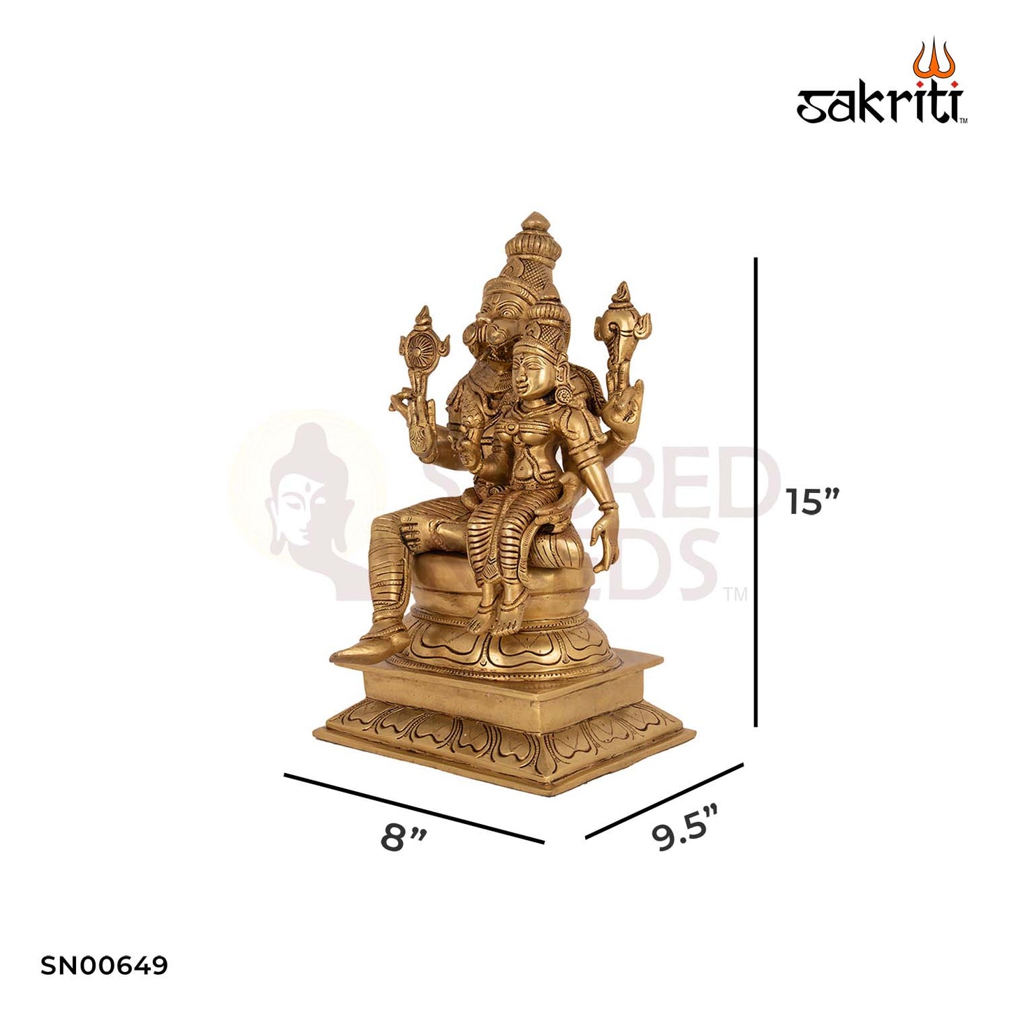 Brass Narsimha Lakshmi – 15 Inch Height | Lord Narasimha with Lakshmi Idol for Protection, Devotion & Rituals
