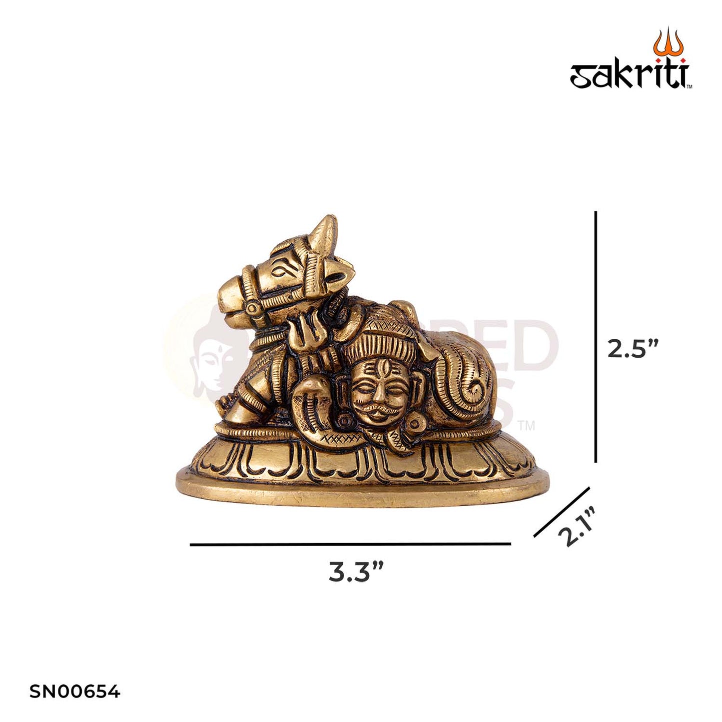 Brass Nandhi – 2.5 Inch Height | Sacred Bull of Shiva in Miniature Brass for Pooja Room & Abhishekam