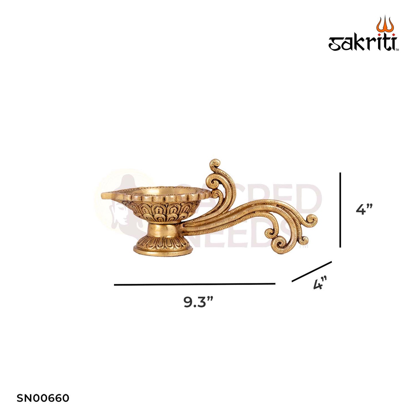Brass 1 Face Arti – 4 Inch Height | Single Face Brass Aarti Diya for Pooja, Rituals & Temple Use