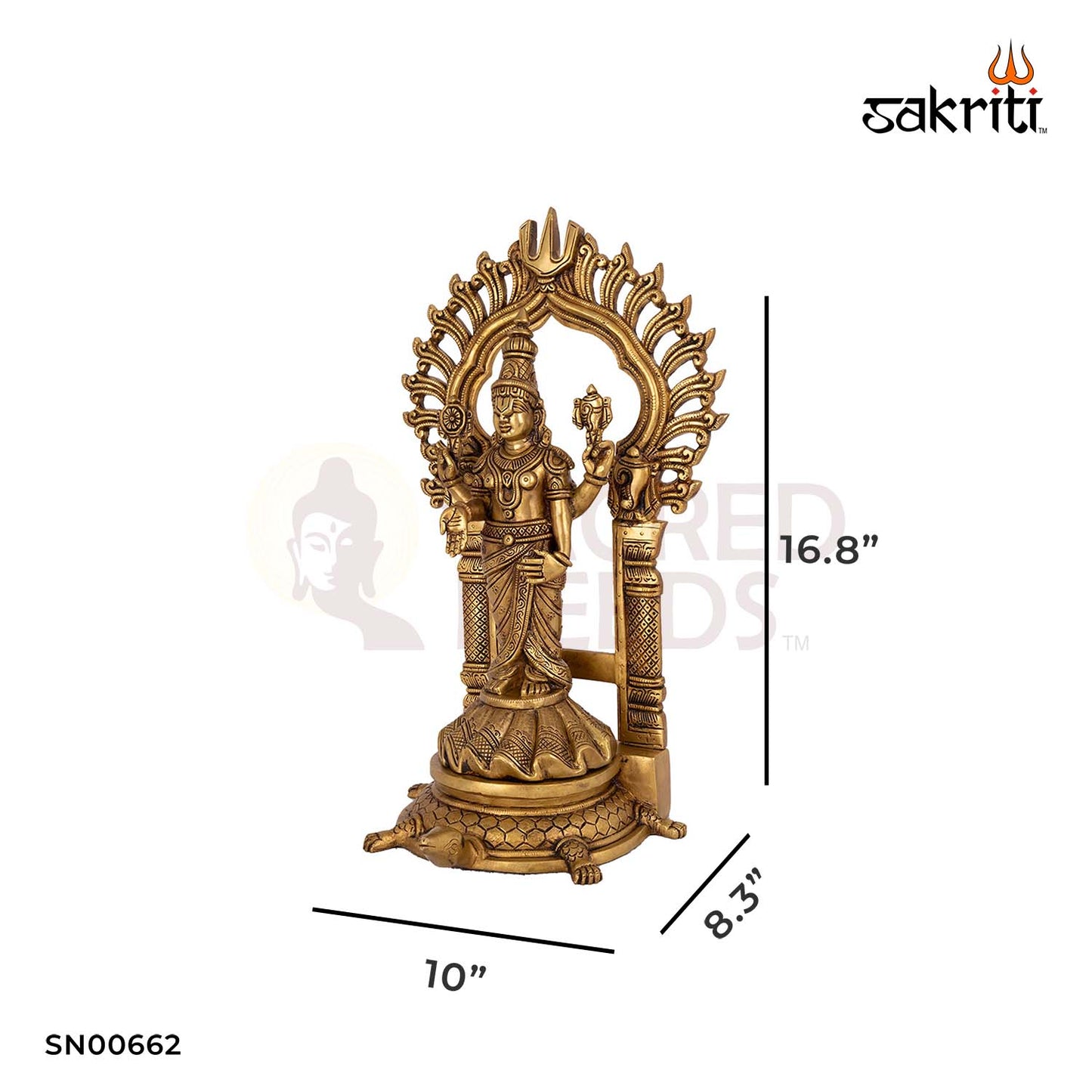 Brass Balaji with Frame – 16.8 Inch Height | Venkateshwara Idol with Decorative Arch Frame for Devotion