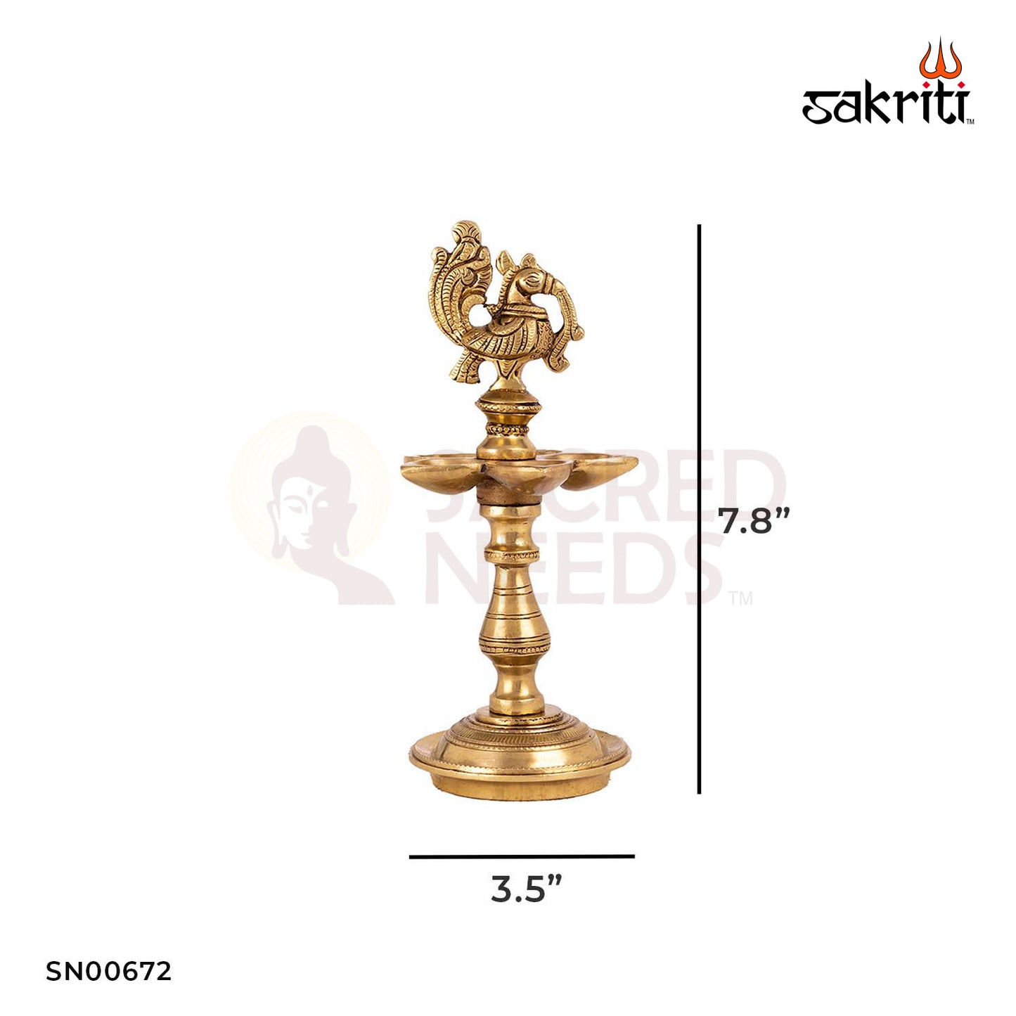 Brass 5 Mukh Annam Vilakku – 7.8 Inch Height | 5-Spout Traditional Deepam with Swan Design for Worship & Diwali