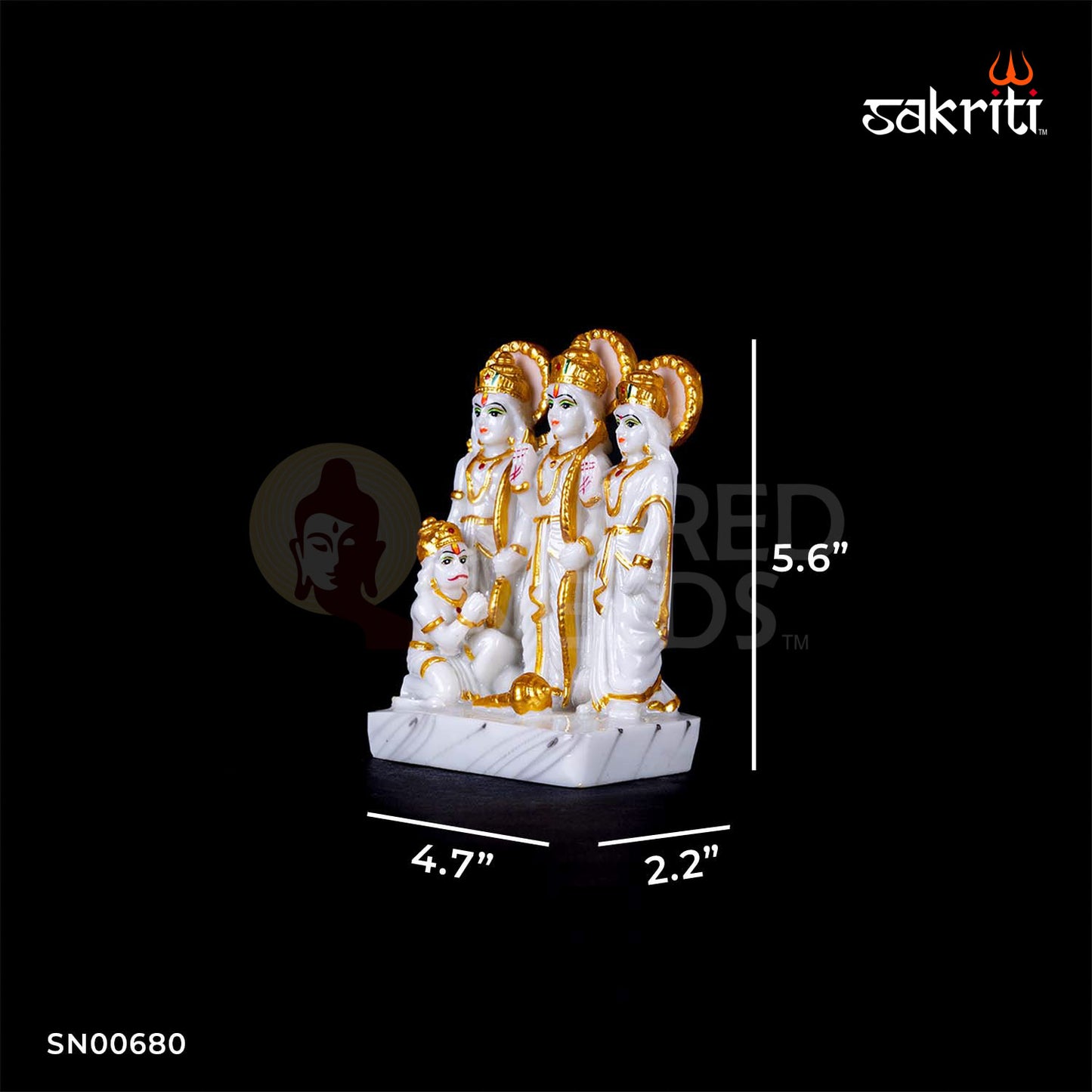 Marble Dust Ram Darbar – 5.6 Inch Height | Marble Dust Ram Sita Laxman Hanuman Idol Set for Devotion & Pooja