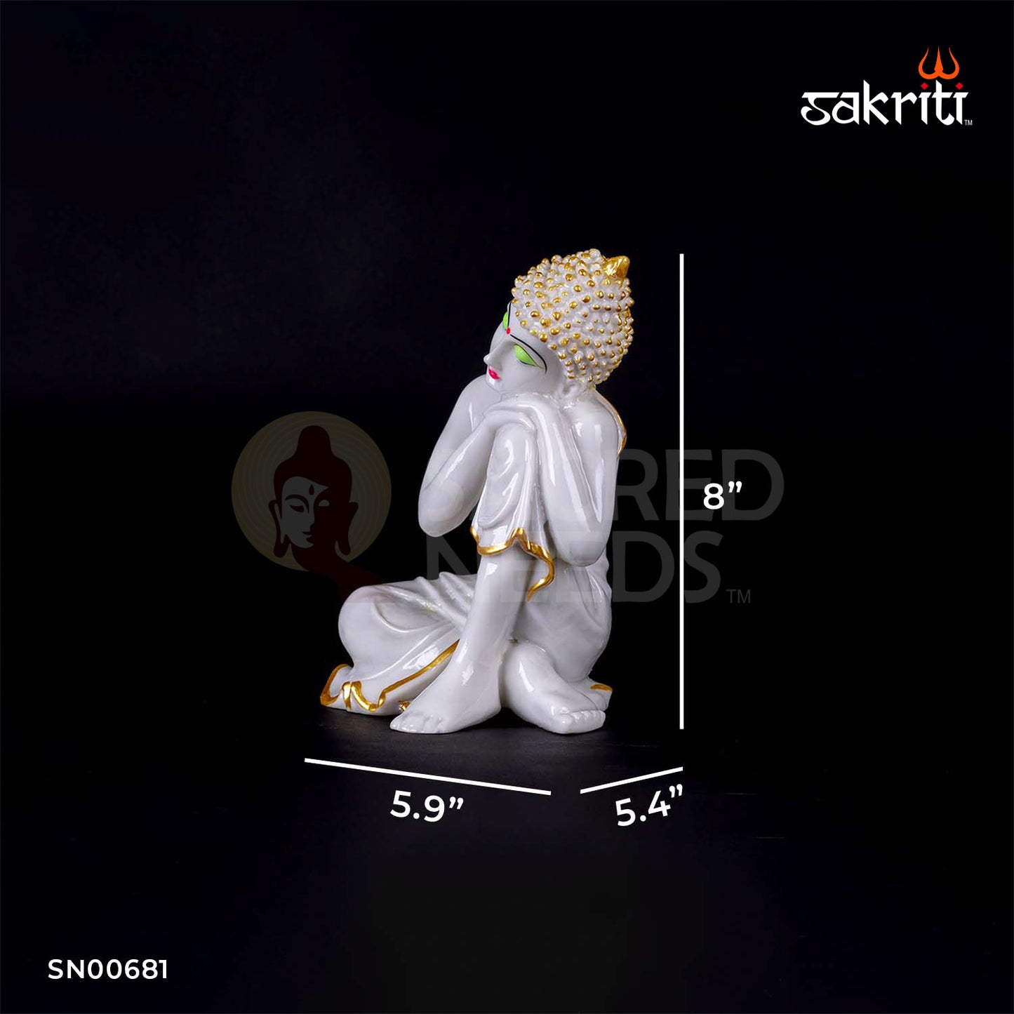 Marble Dust Sleeping Buddha – 8 Inch Height | Reclining Buddha Idol in Marble Dust for Calmness & Zen Decor