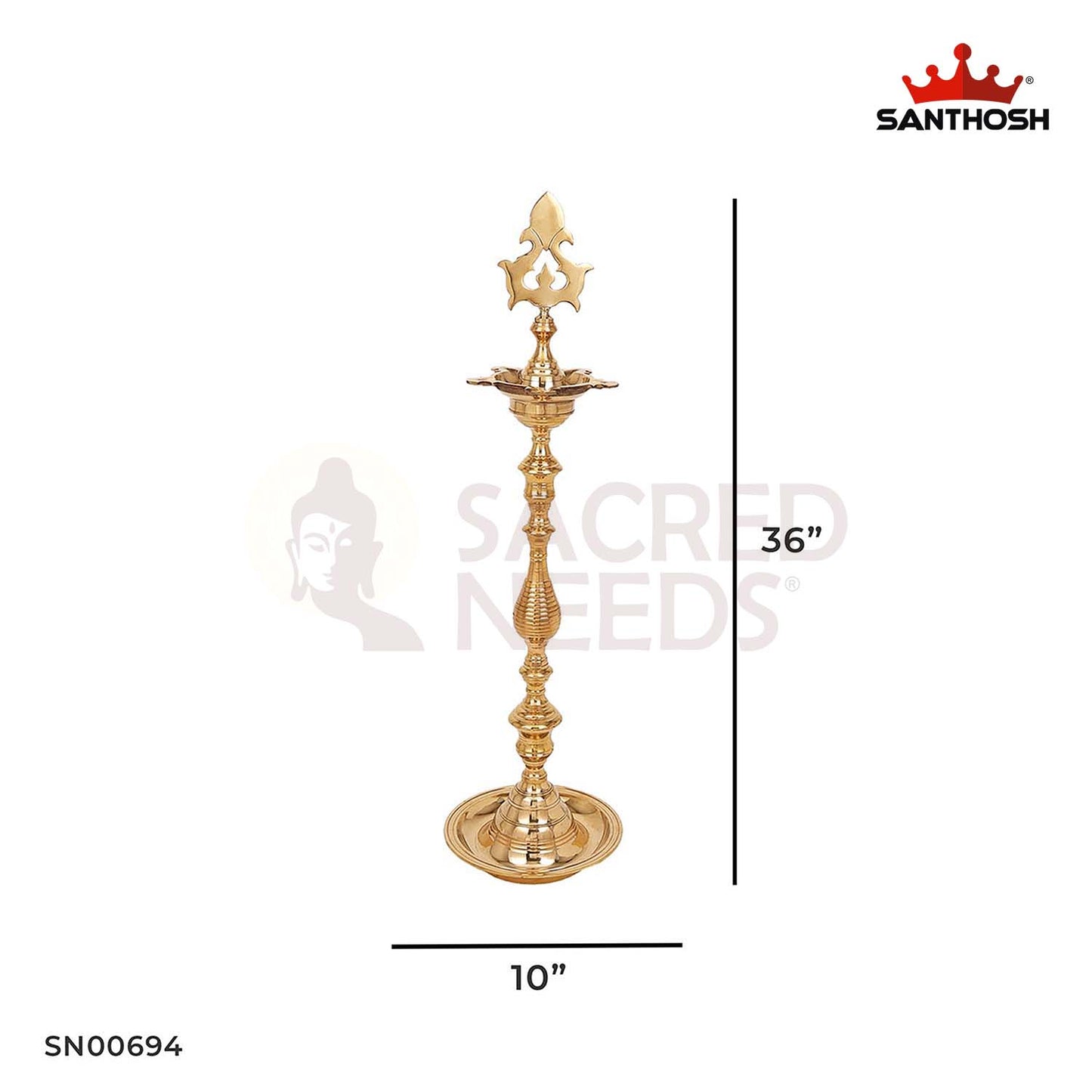 Brass Ring Kuthu Vilakku – 36 Inch Height | Tall Temple Kuthu Vilakku for Religious Ceremonies and Aarti