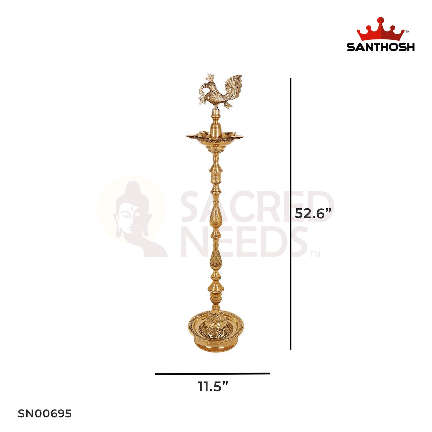 Brass Nagas Kuthu Vilakku – 52.6 Inch Height | Grand Brass Lamp with Serpent Motif for Mandapam and Temple