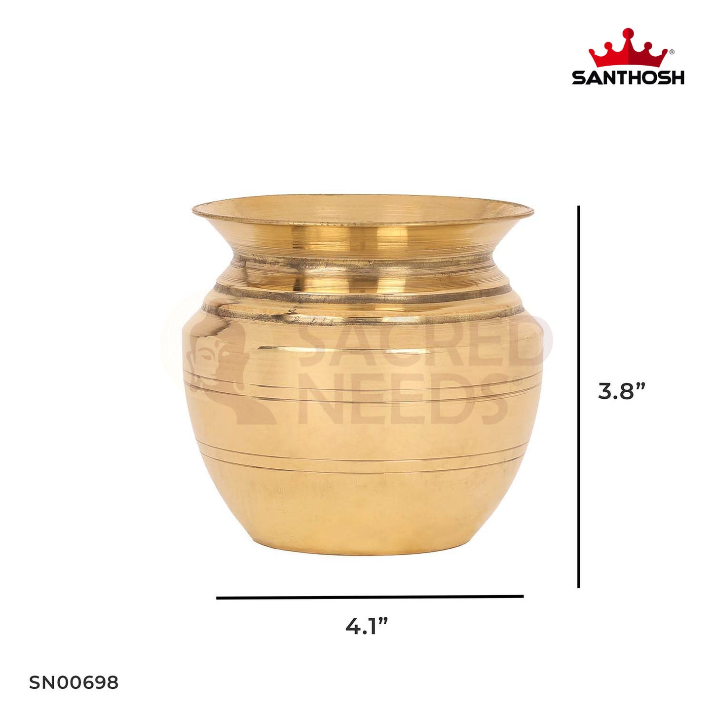 ICC Kumba Chambu – 3.8 Inch Height | Brass Kumbham Pot for Abhishekam, Temple Use & Vedic Ceremonies