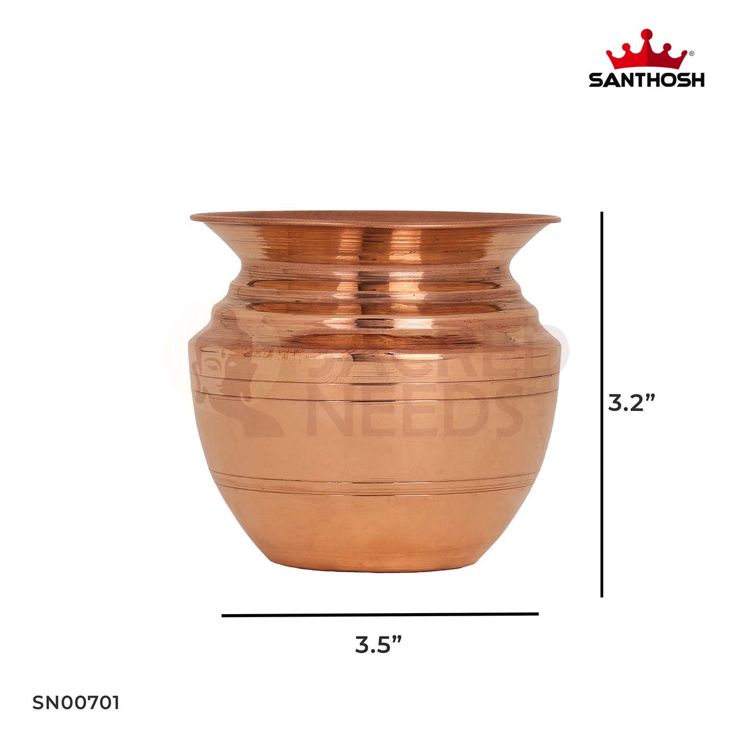 Copper Kumba Chambu – 3.2 Inch Height | Copper Kalash Pot for Pooja Vidhi, Ayurveda & Spiritual Use