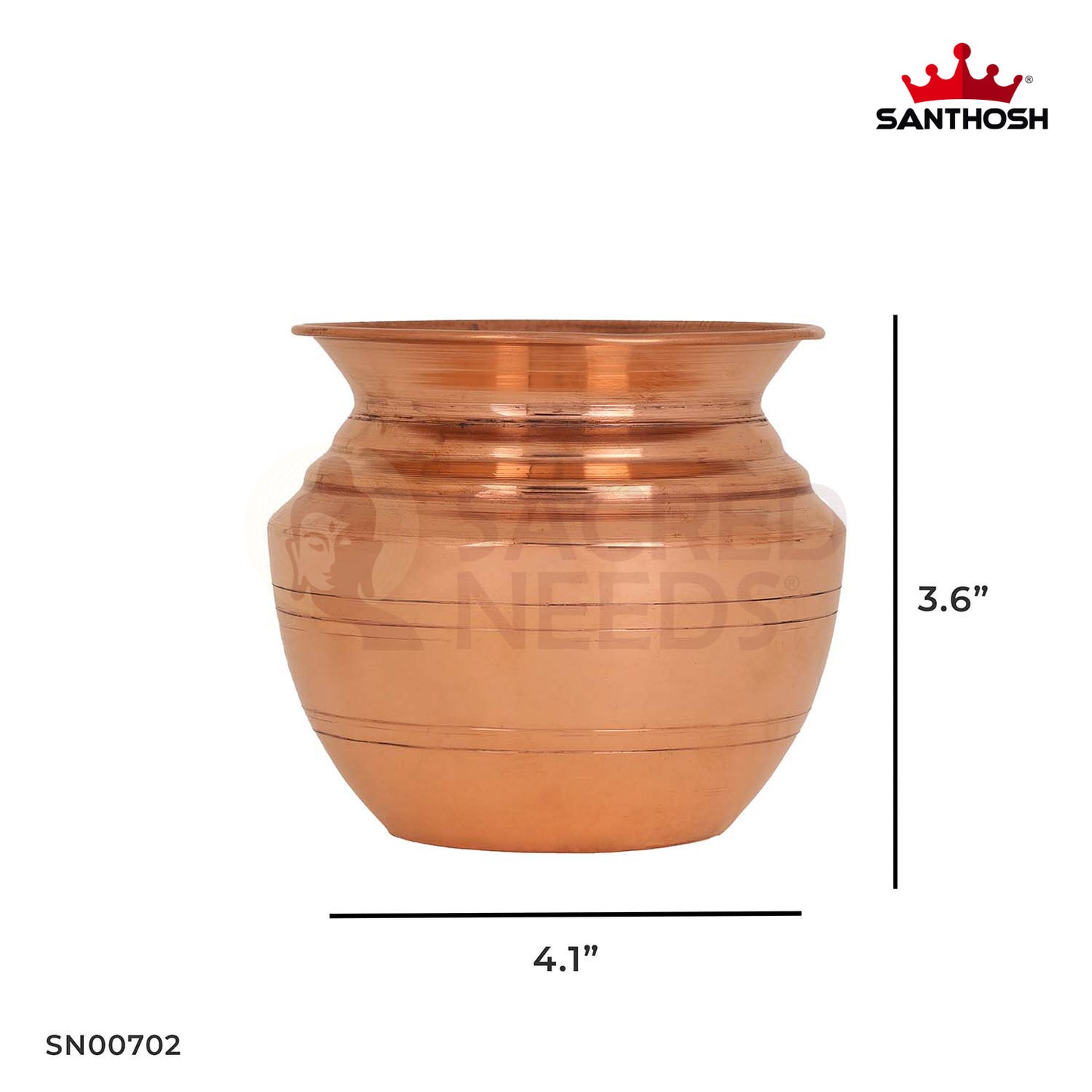 Copper Kumba Chambu – 3.6 Inch Height | Copper Holy Water Pot for Traditional Use, Kalash Setup