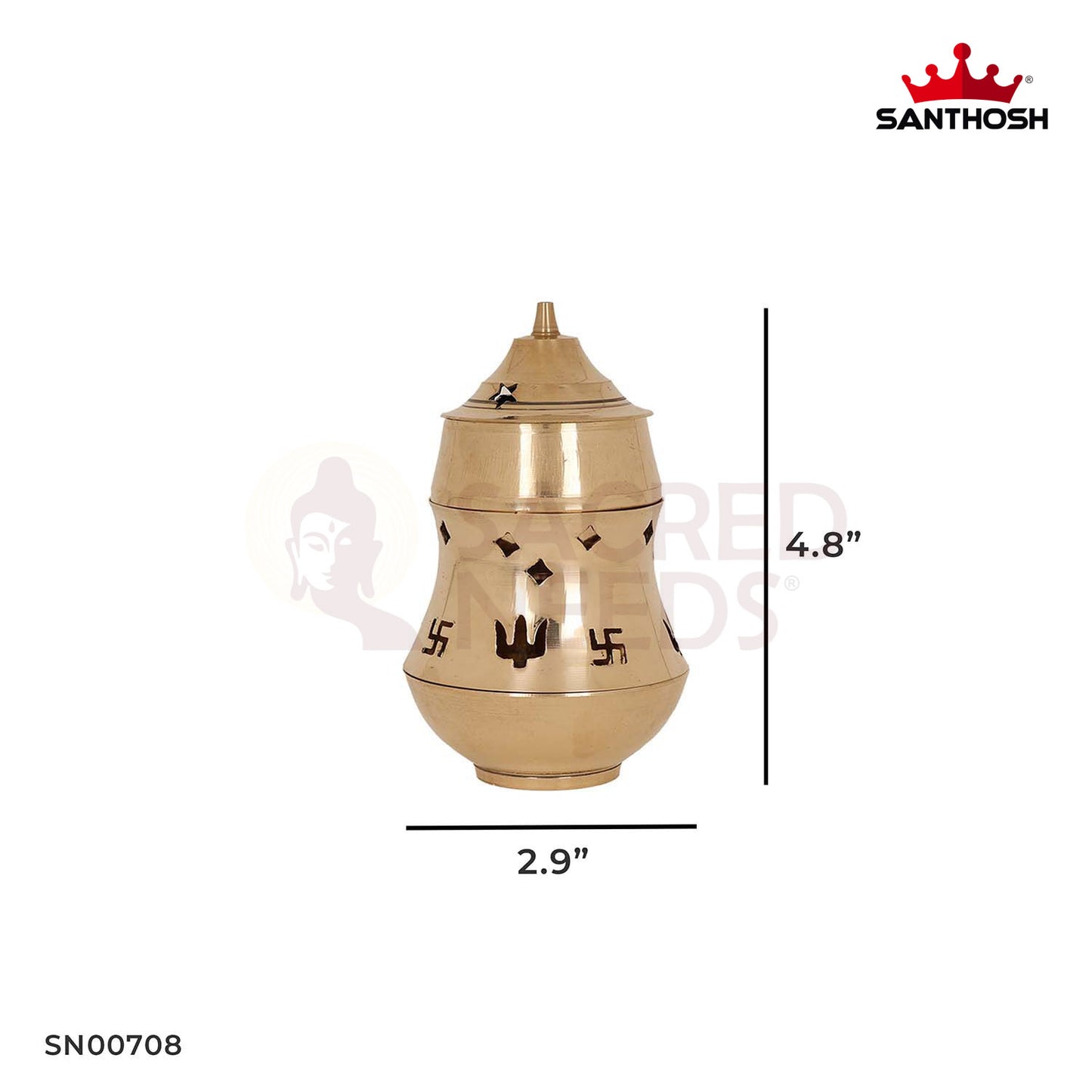 Brass Kapoor Jali Deepam – 4.8 Inch Height | Camphor Burner Diya with Jali Cover for Fragrance & Worship