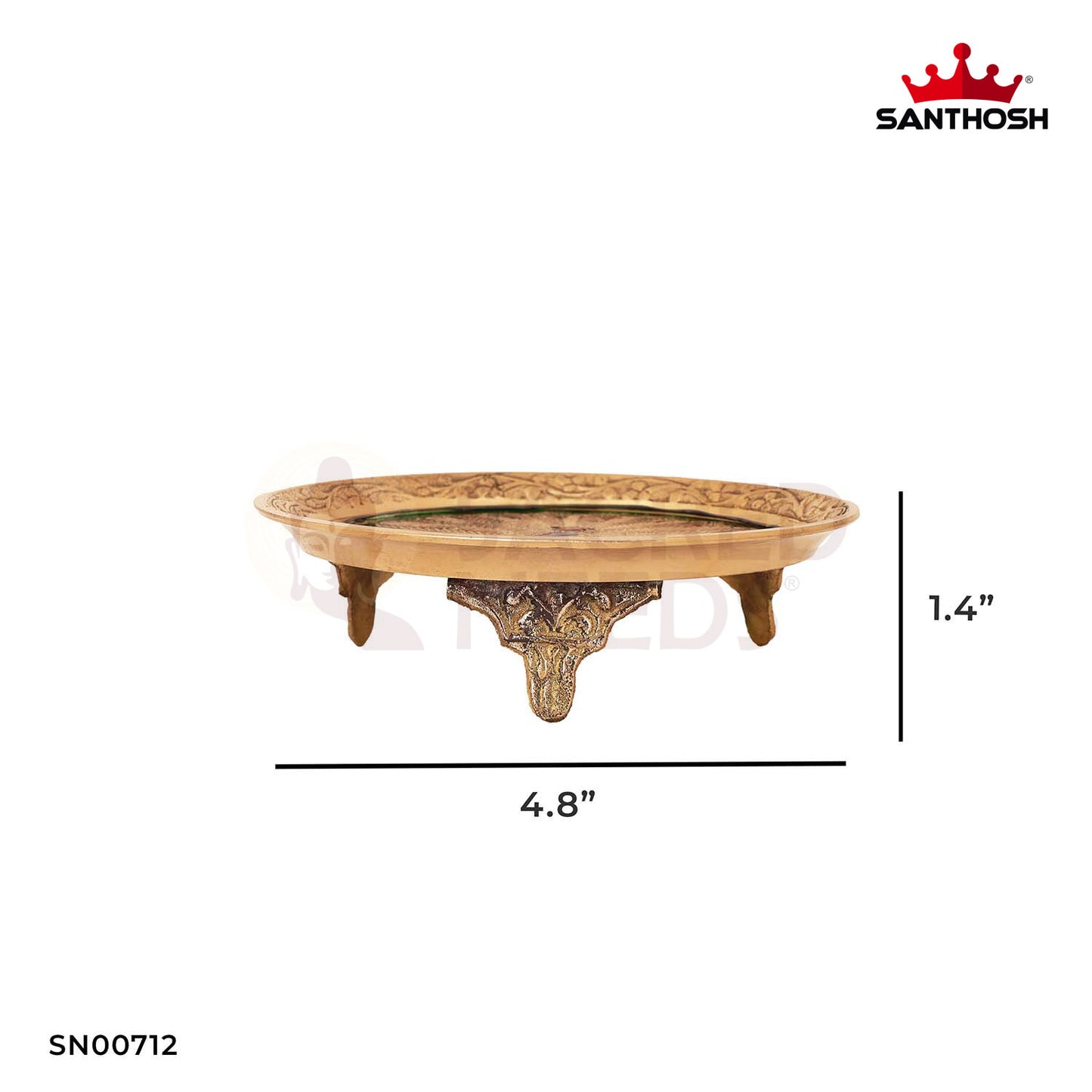 Brass Amboss Pintray Meena – 1.4 Inch Height | Mini Meenakari Brass Tray for Haldi Kumkum & Temple Use